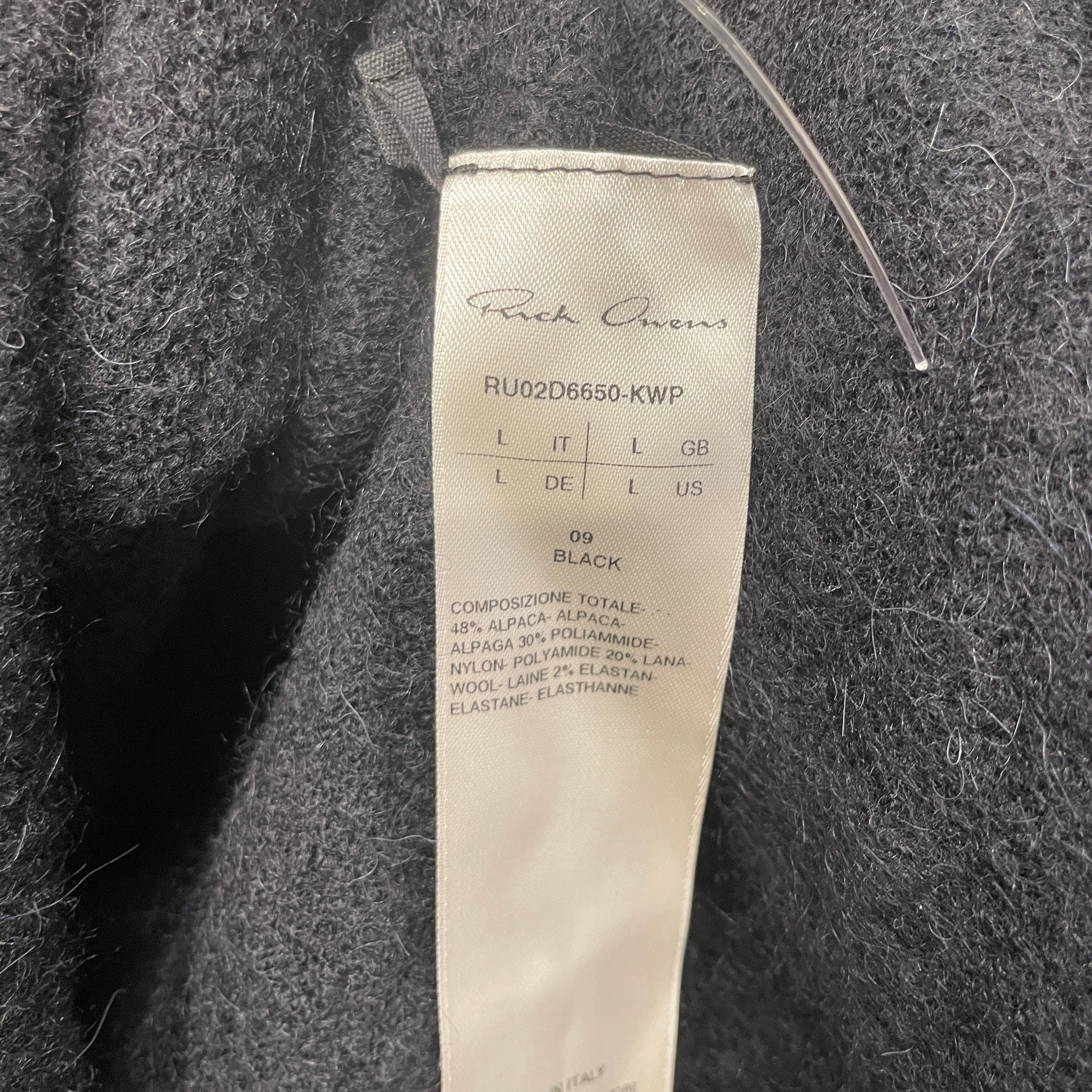 Rick Owens/Sweater/L/Wool/BLK/V NECK MOLTED WOOL view 3