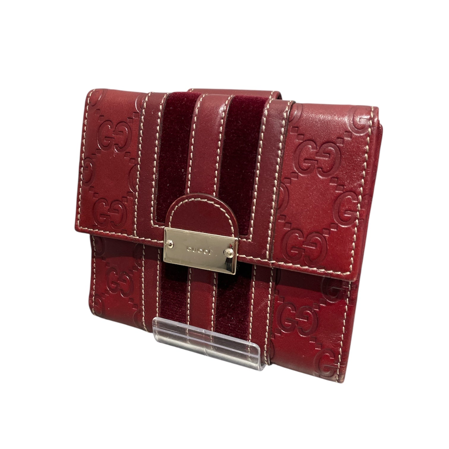 GUCCI/Bifold Wallet/Monogram/BRD/VELVET STRIPE GG view 1