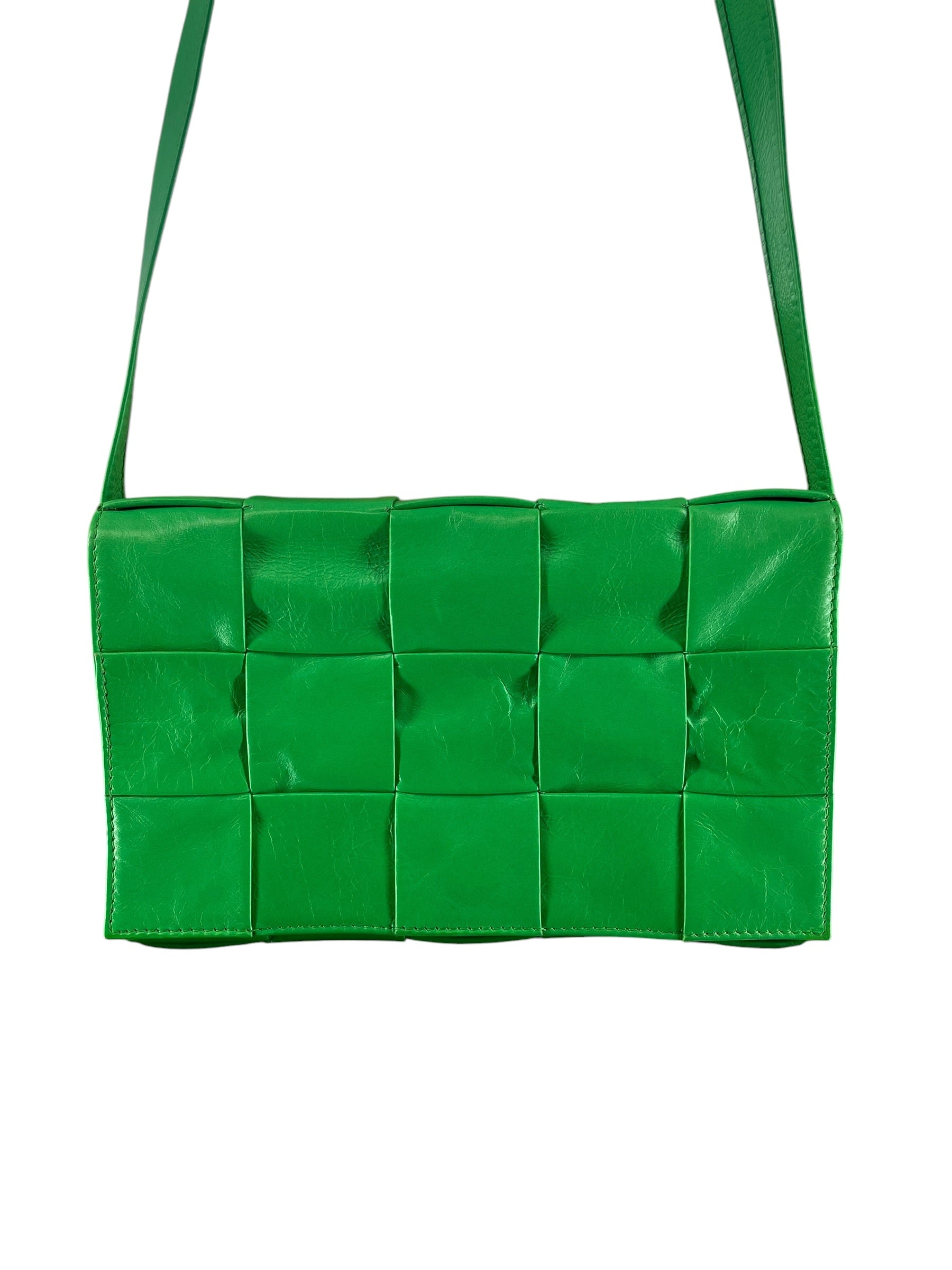 BOTTEGA VENETA/Hand Bag/Border/Leather/GRN/CALFSKIN INTRECCIO CASSETTE view 4