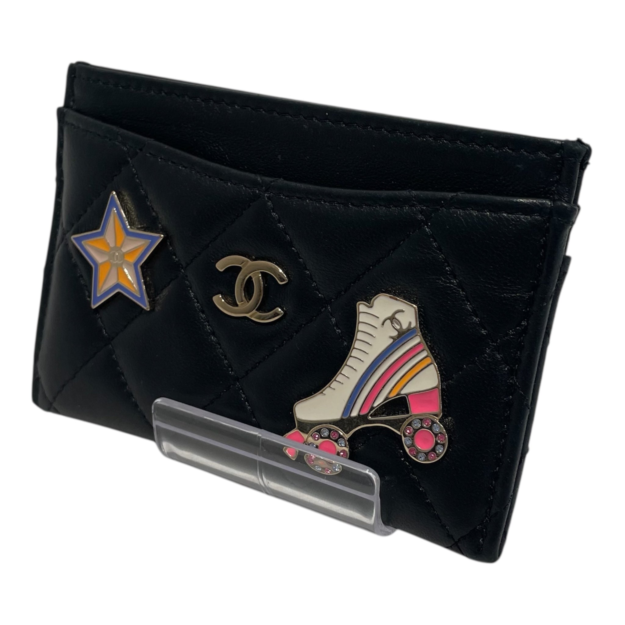 CHANEL/Wallet/Leather/BLK/Star skate pin view 1
