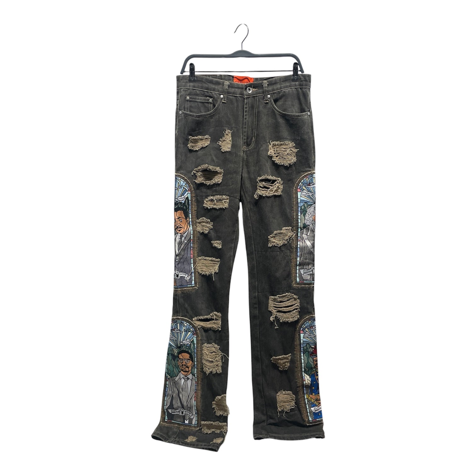 WHO DECIDES WAR/BARRIERS/Bootcut Pants/30/Denim/BLK/All Over Print/