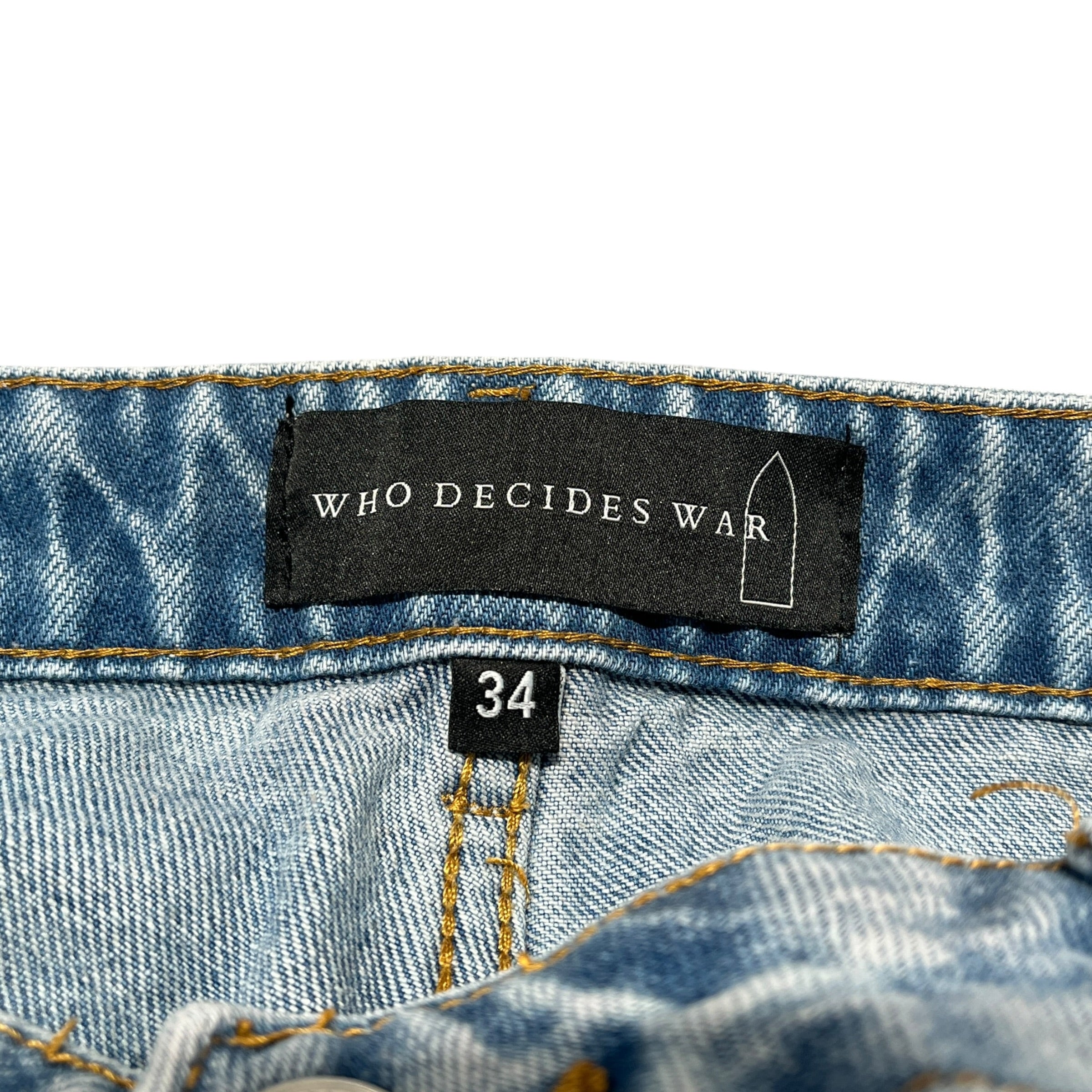 WHO DECIDES WAR/Straight Pants/34/Denim/BLU/Distressed/Light BLU Distress Gather Jean view 4