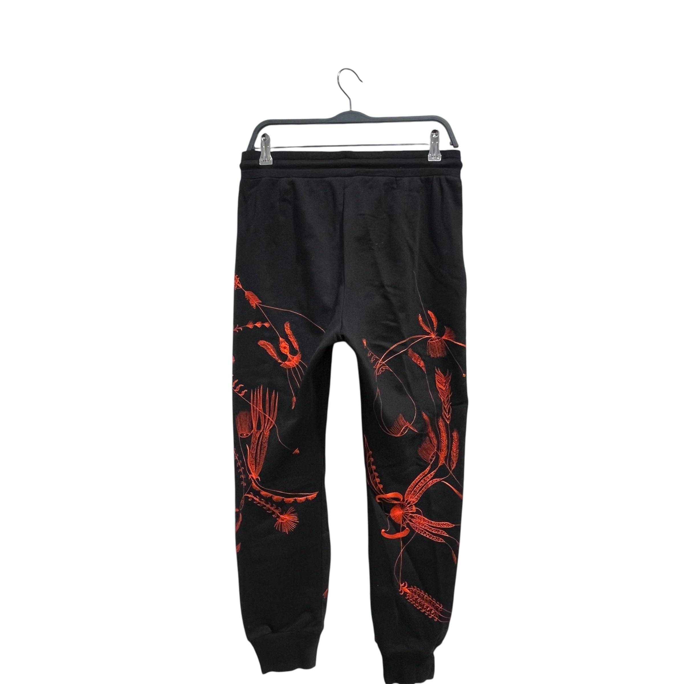 DRIES VAN NOTEN/Pants/M/Cotton/BLK/All Over Print/red embroidery sides view 2
