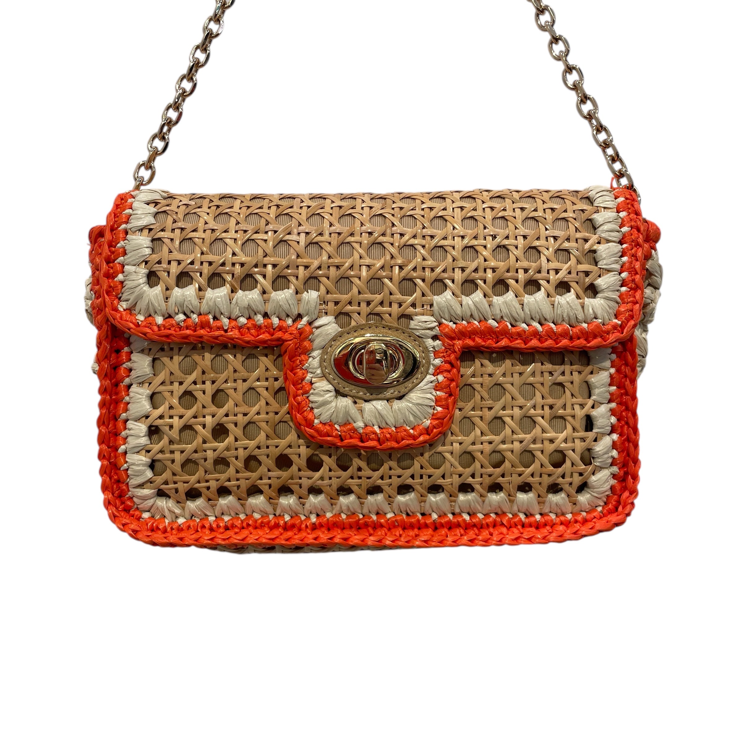 Luisa Spagnoli/Cross Body Bag/M/Border/CRM/Handmade Rattan Bag view 2