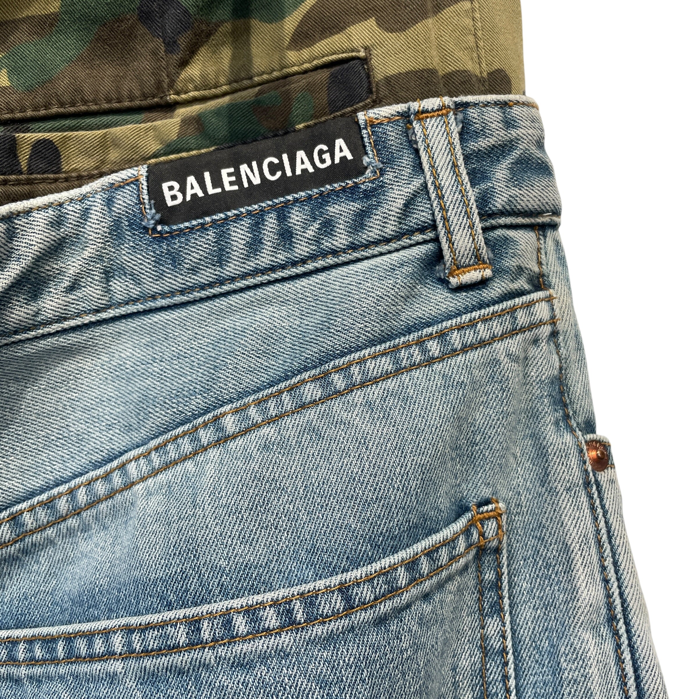 BALENCIAGA/Pants/S/Denim/BLU/CAMO DOUBLE WAIST view 6