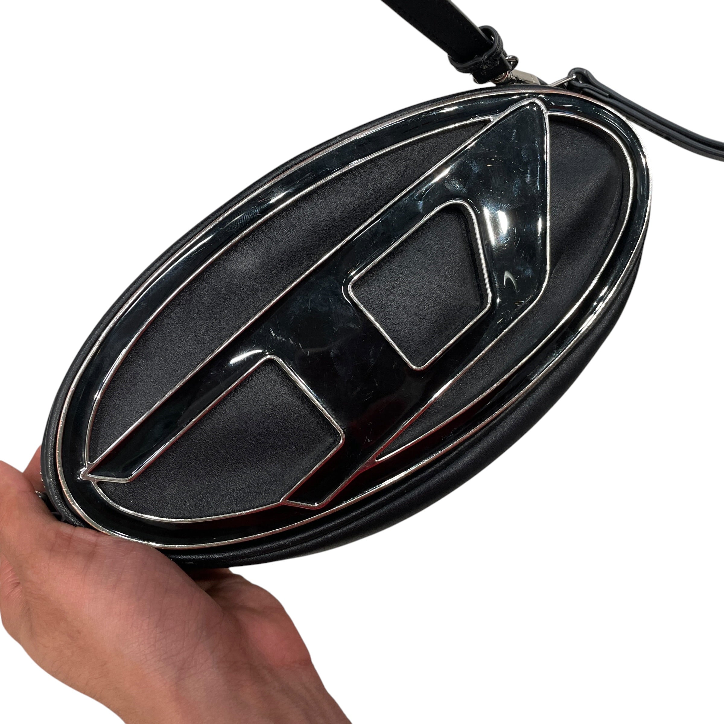 DIESEL/Cross Body Bag/Leather/BLK/D LOGO FRONT view 5