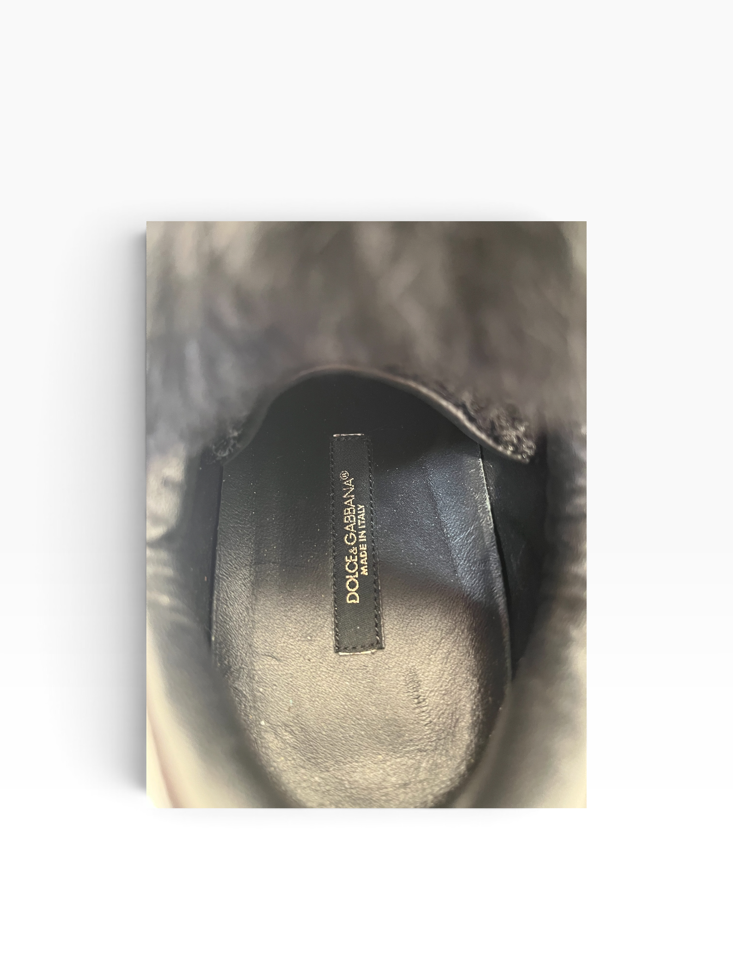 DOLCE&GABBANA/Hi-Sneakers/US 6/Border/BLK/LAPIN FUR VELCRO STRAP view 3