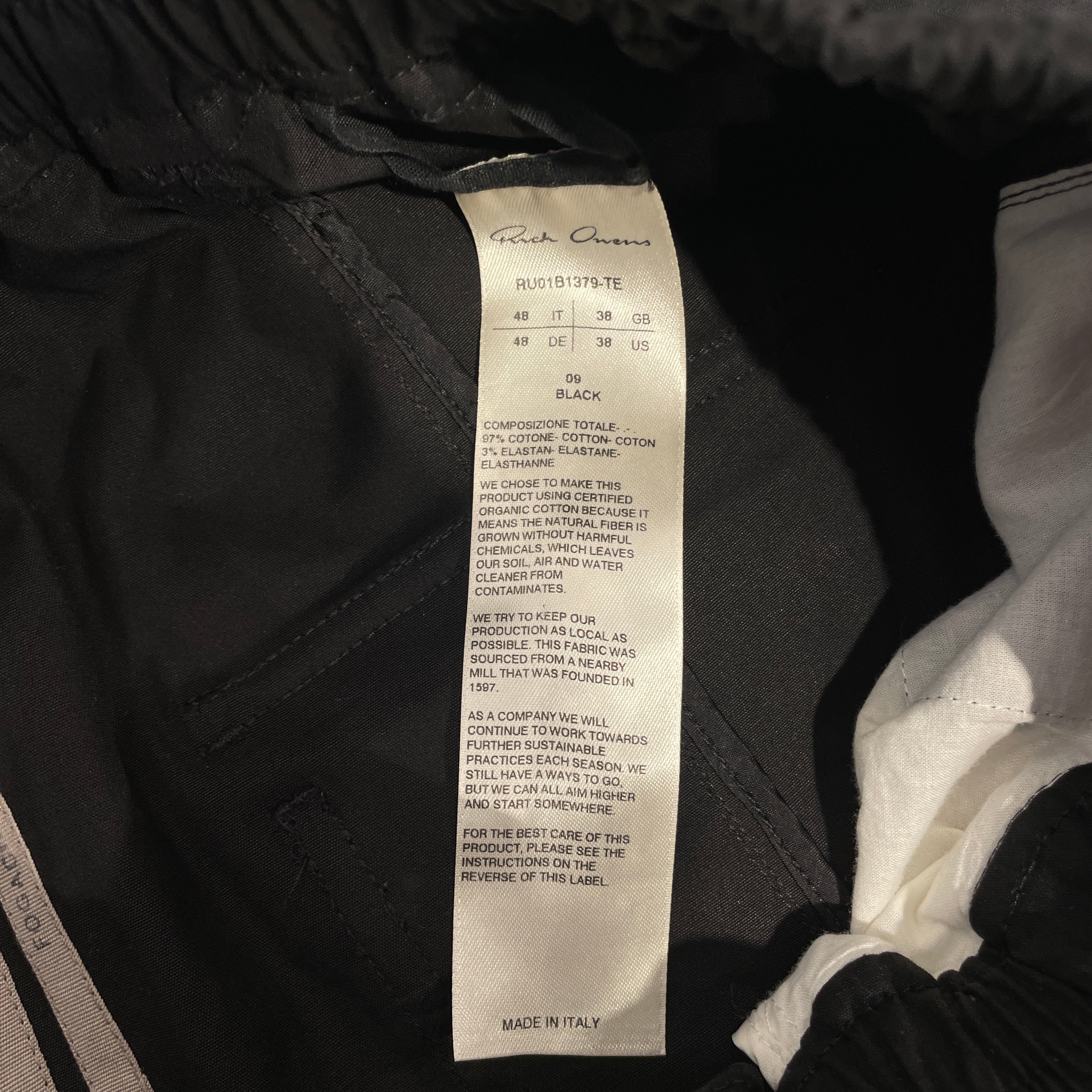 Rick Owens/Pants/48/Cotton/BLK/DROP CROTCH/2 GROMMET ON BOTH view 4