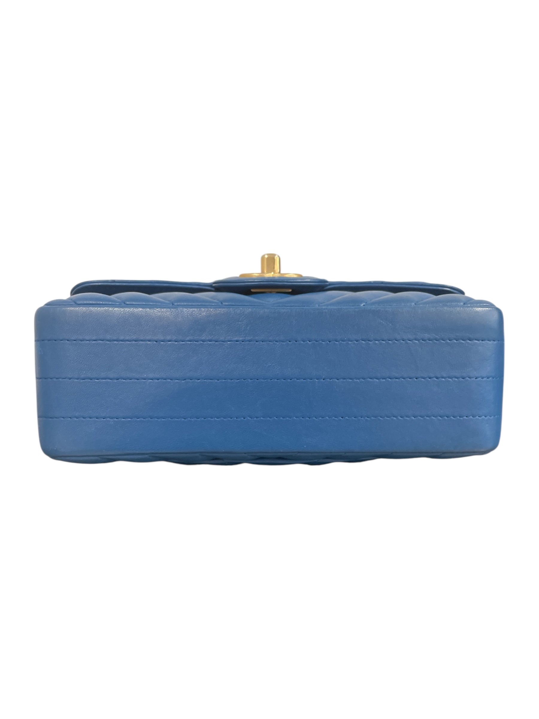CHANEL/Cross Body Bag/Leather/BLU/mini chevron flap view 5