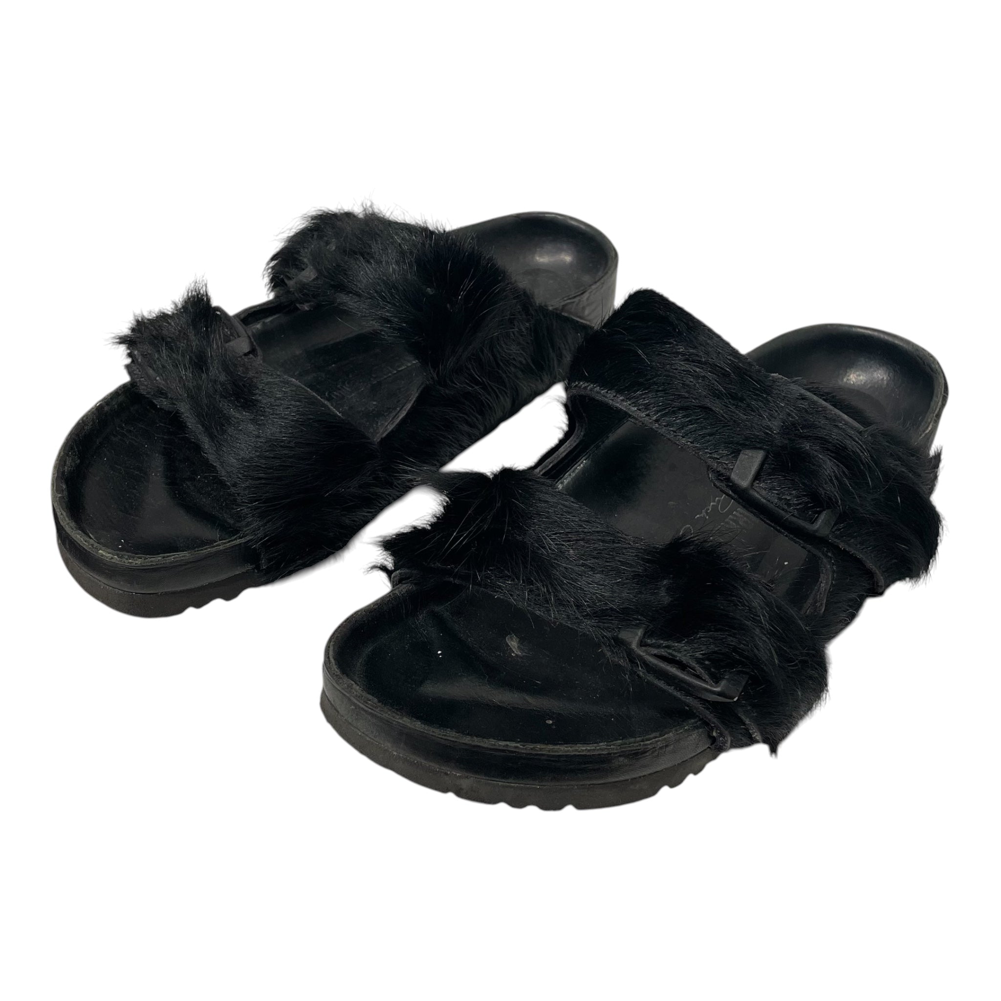 BIRKENSTOCK/Rick Owens/Sandals/EU 38/Fur/BLK/fur sandals view 2