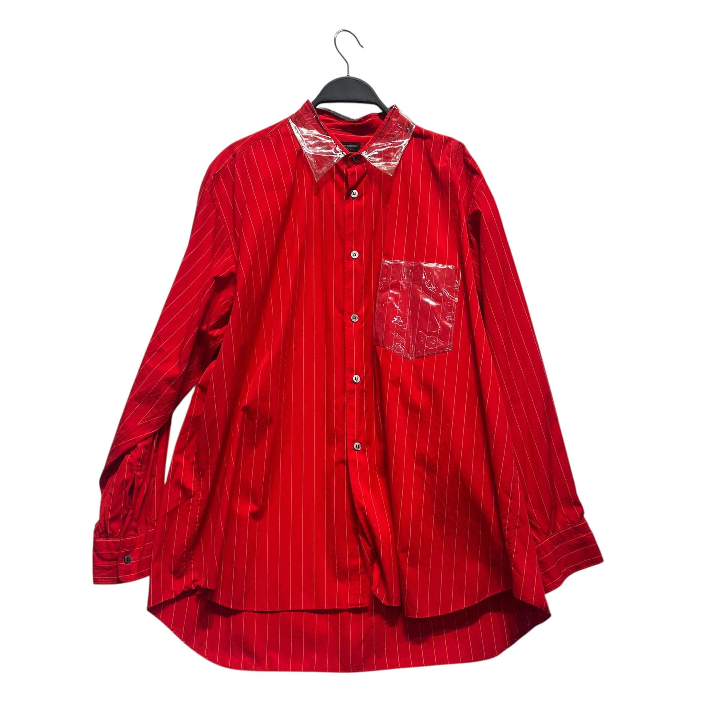 COMME des GARCONS HOMME PLUS/LS Shirt/Cotton/RED/Stripe/CLEAR COLLAR 1991 view 1