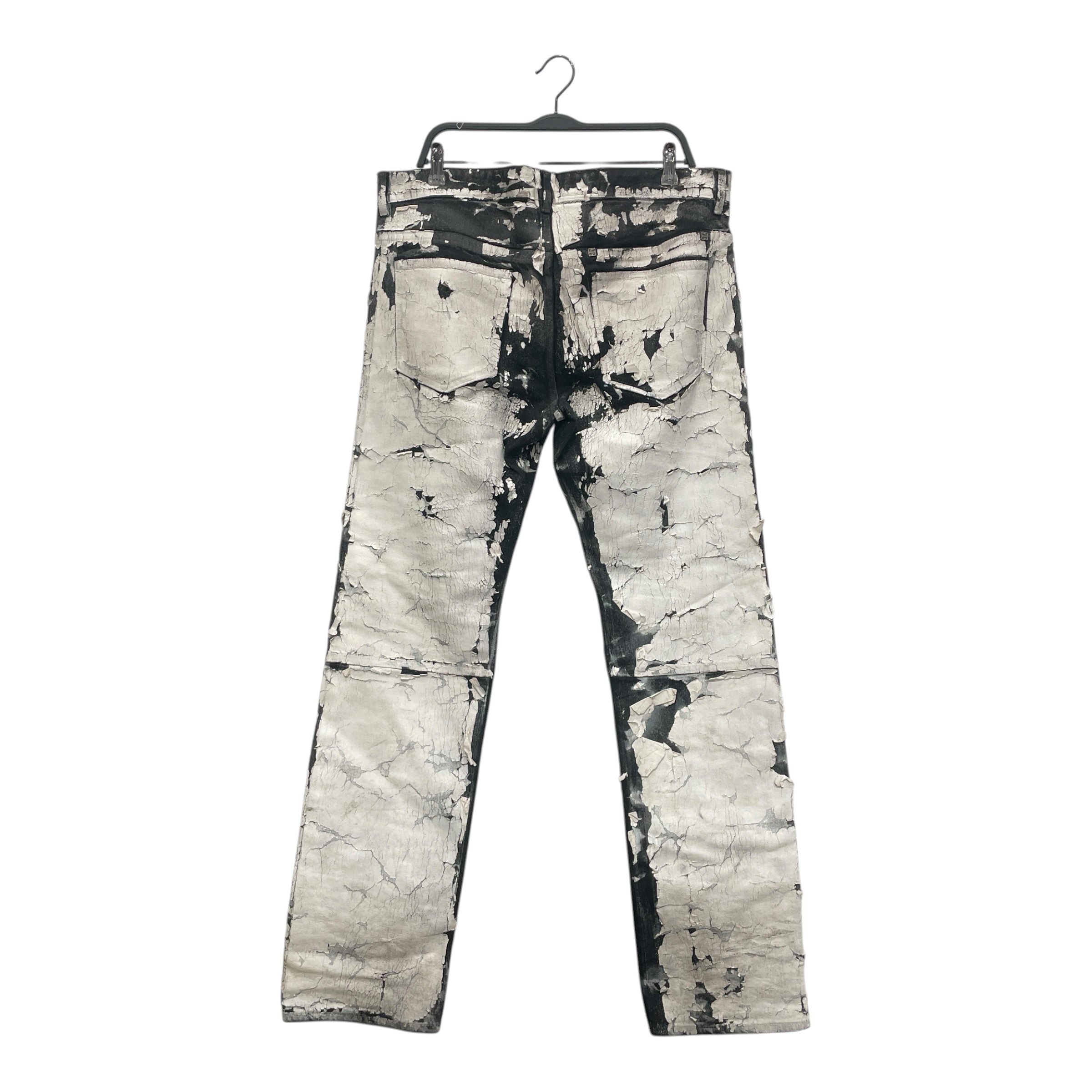 GIVENCHY/Straight Pants/34/Denim/WHT/Button Fly/SS21 CRACKED PAINT WAX JEAN view 2