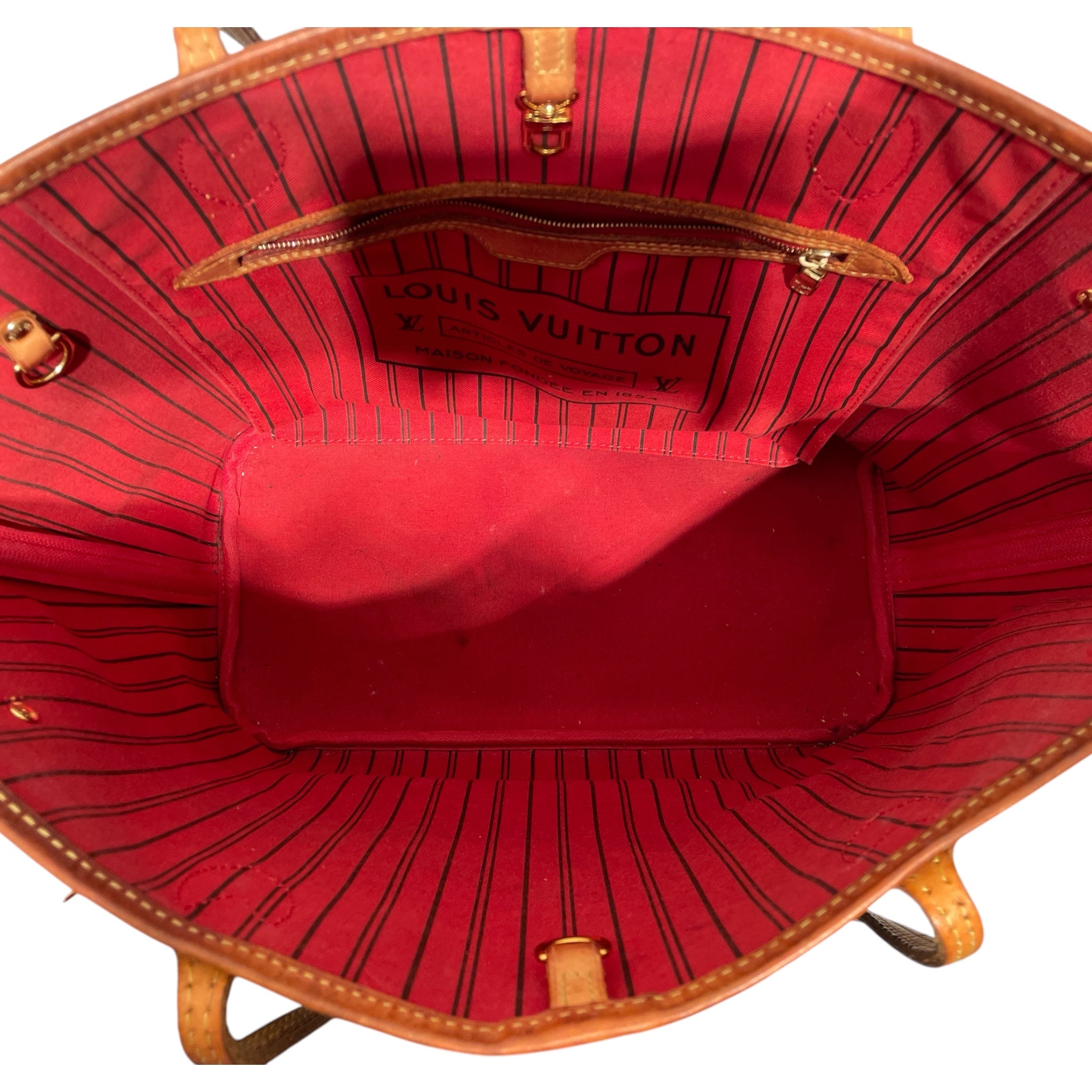 LOUIS VUITTON/Tote Bag/Monogram/BRW/NEVERFULL RED STRIPE INSIDE view 4