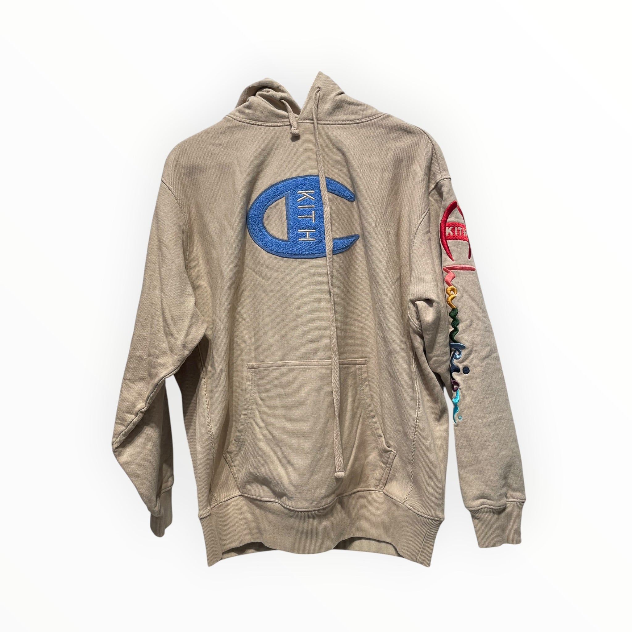 KITH/Champion/Hoodie/M/Cotton/BEG/RAINBOW ARM EMBROIDERY view 1