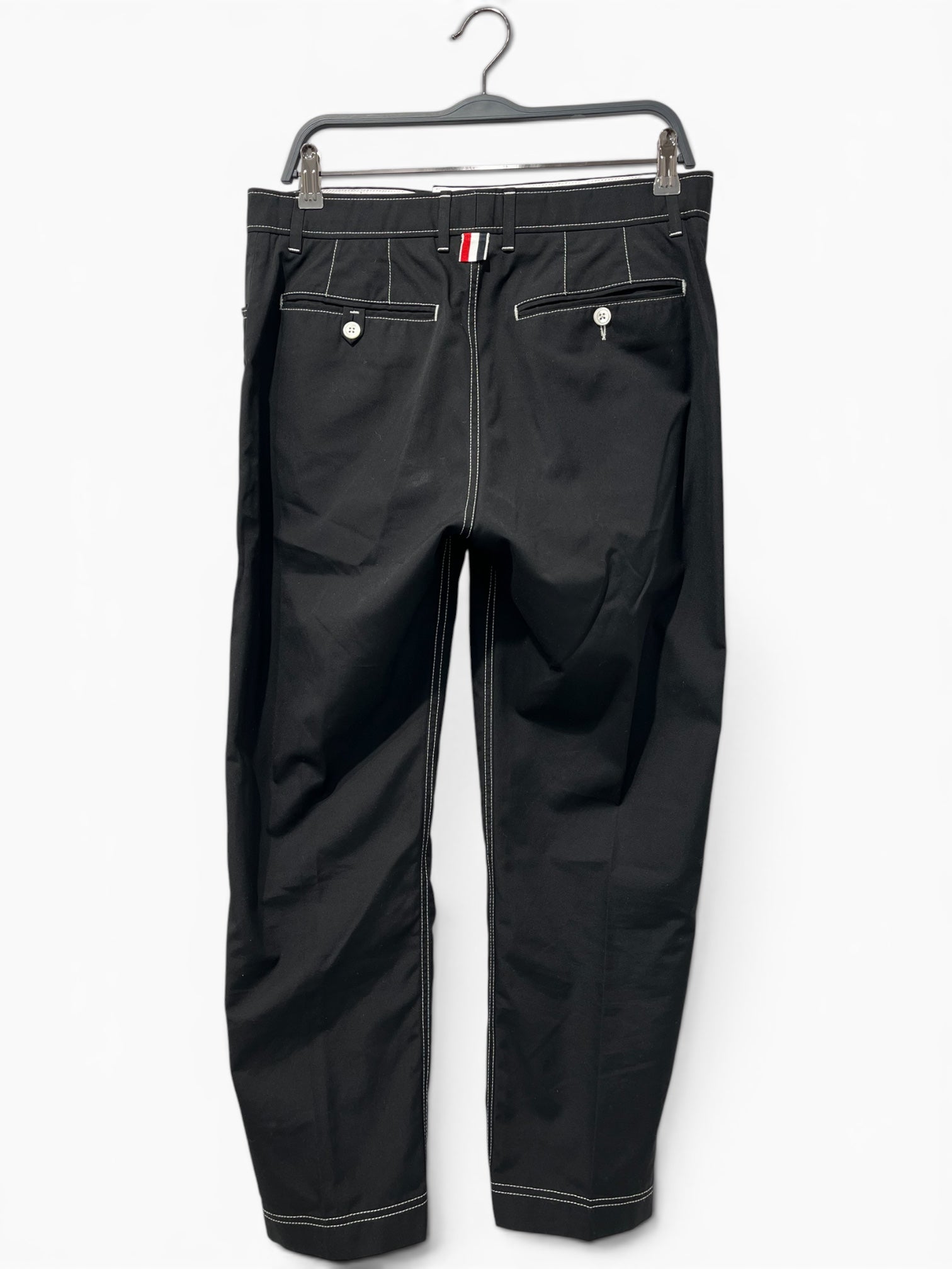 THOM BROWNE. NEW YORK/Slacks/1/Cotton/BLK/WHT STITCHING view 2