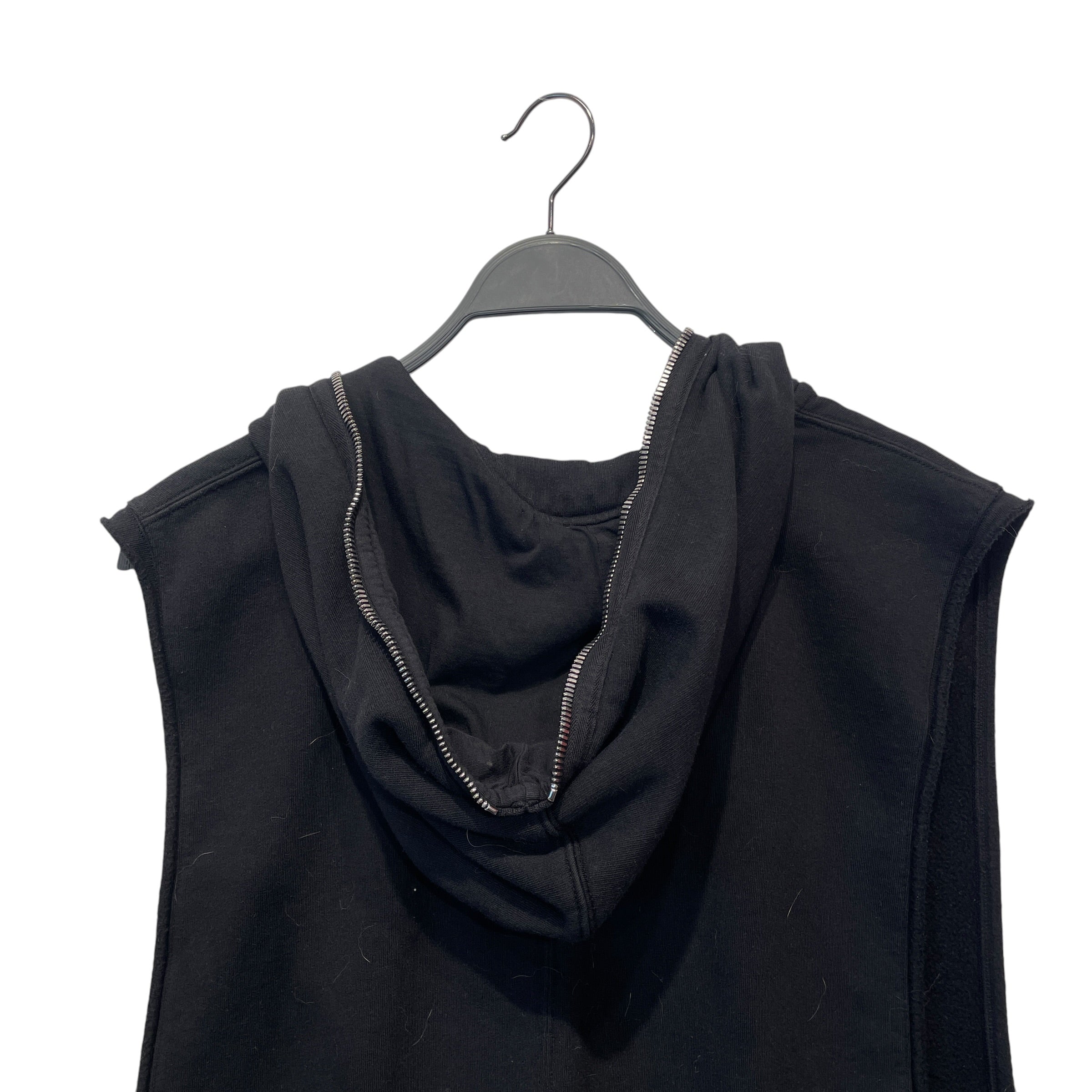 RICK OWENS DRKSHDW/Zip Up Hoodie/XS/Cotton/BLK/SLEEVELESS view 8