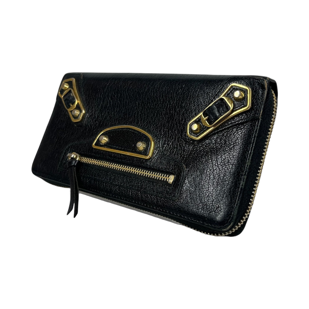 BALENCIAGA/Long Wallet/Leather/BLK/Studded Long Wallet Patent view 1