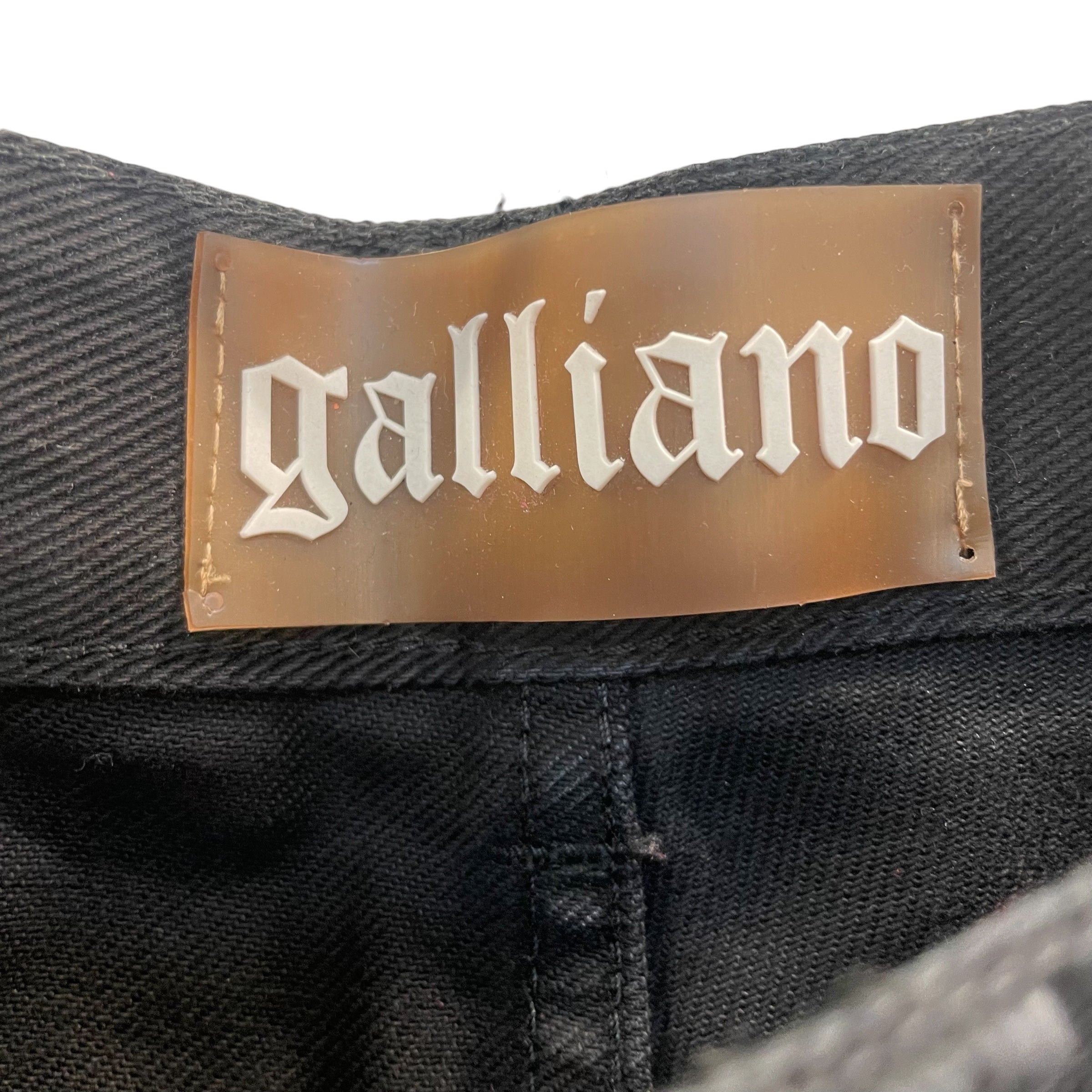 galliano/Skinny Pants/36/Cotton/BLK/Distressed/waxed/embrodered pockets view 3