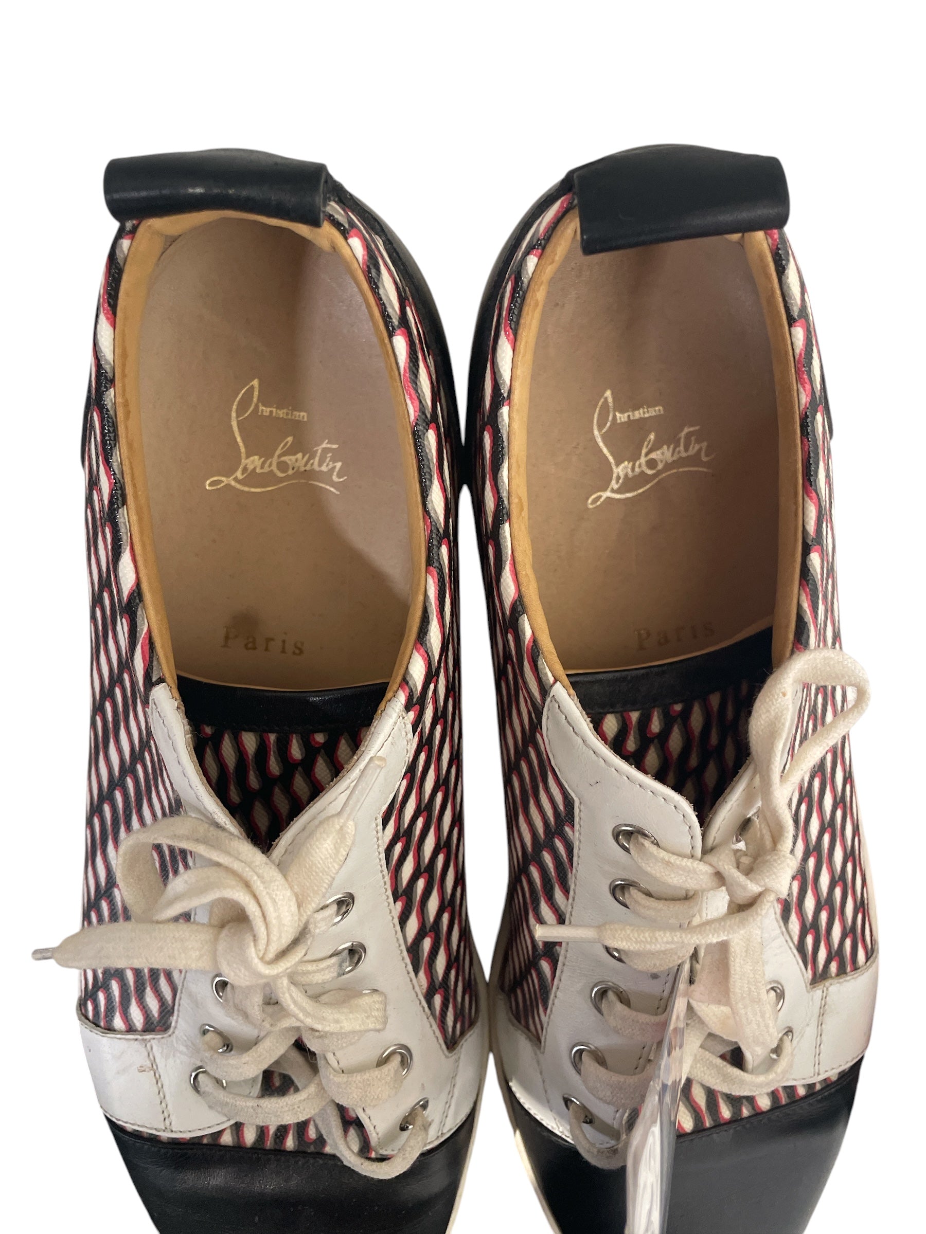 Christian Louboutin/Low-Sneakers/EU 46/All Over Print/Leather/BLK/CLASSIC LACE SNEAKER SQUIGGLE view 3