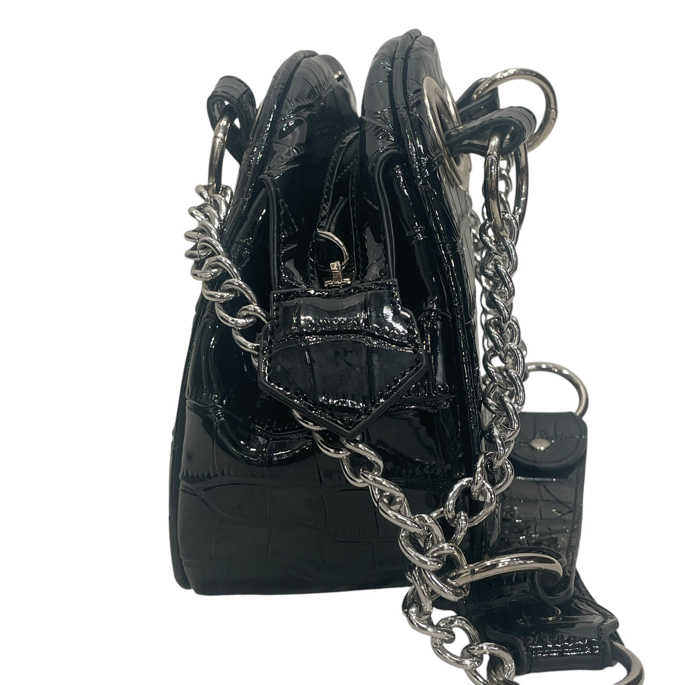 Vivienne Westwood/Bag/Faux Leather/BLK/VW YASMINE SHLDR BAG CROC LOGO view 4