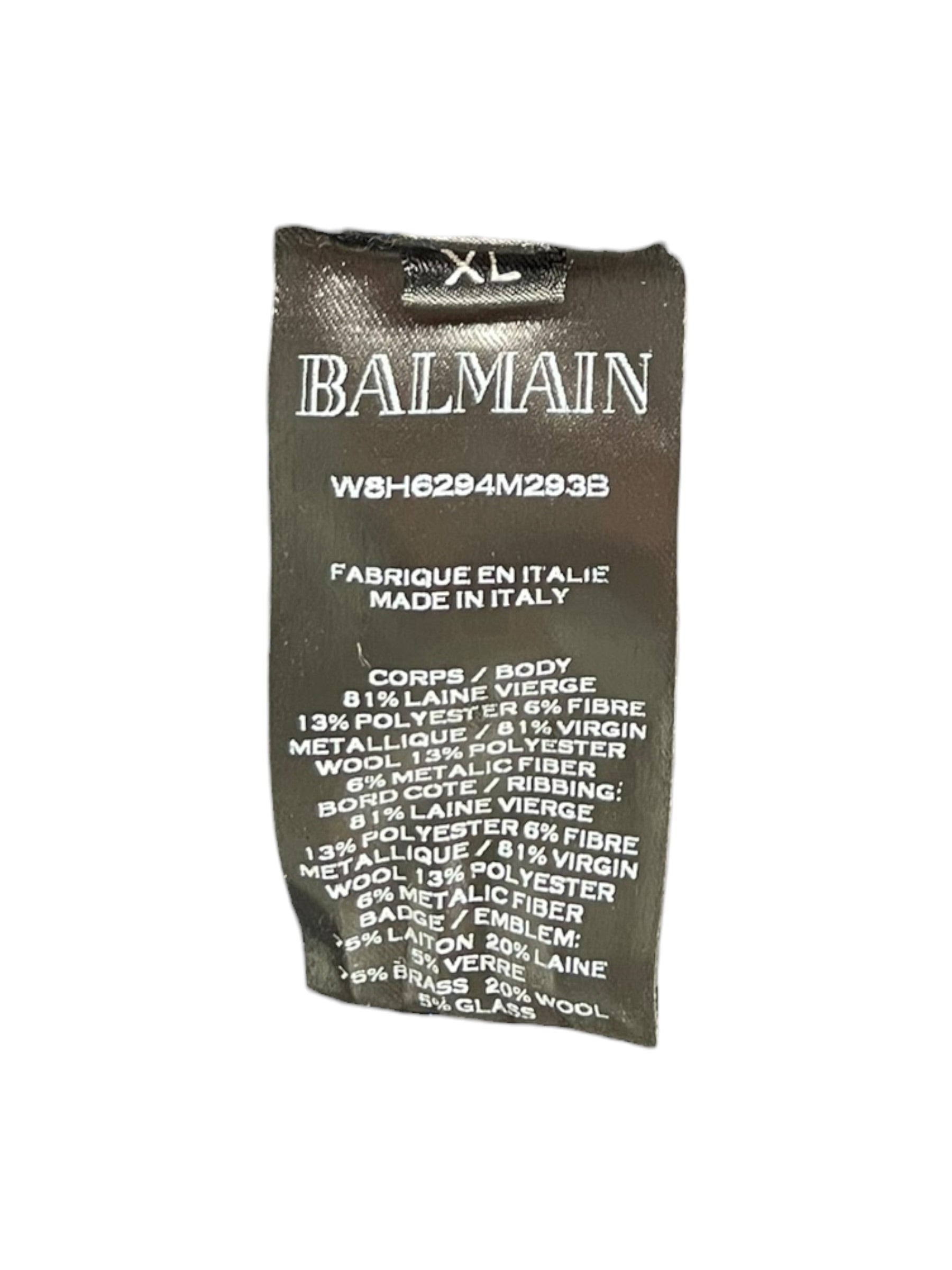 BALMAIN/Sweater/XL/Stripe/Wool/BLU/BLUE EMBROIDERED MOTIF KNIT view 5