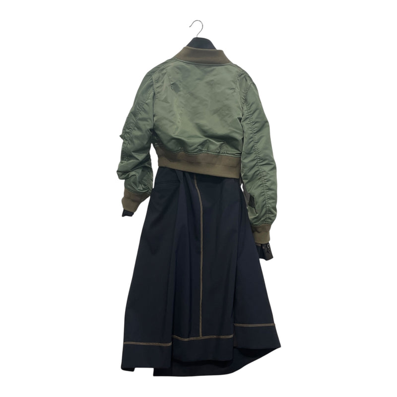 Sacai/Puffer Jkt/2/Wool/NVY/GREEN BOMBER/TRENCH COAT