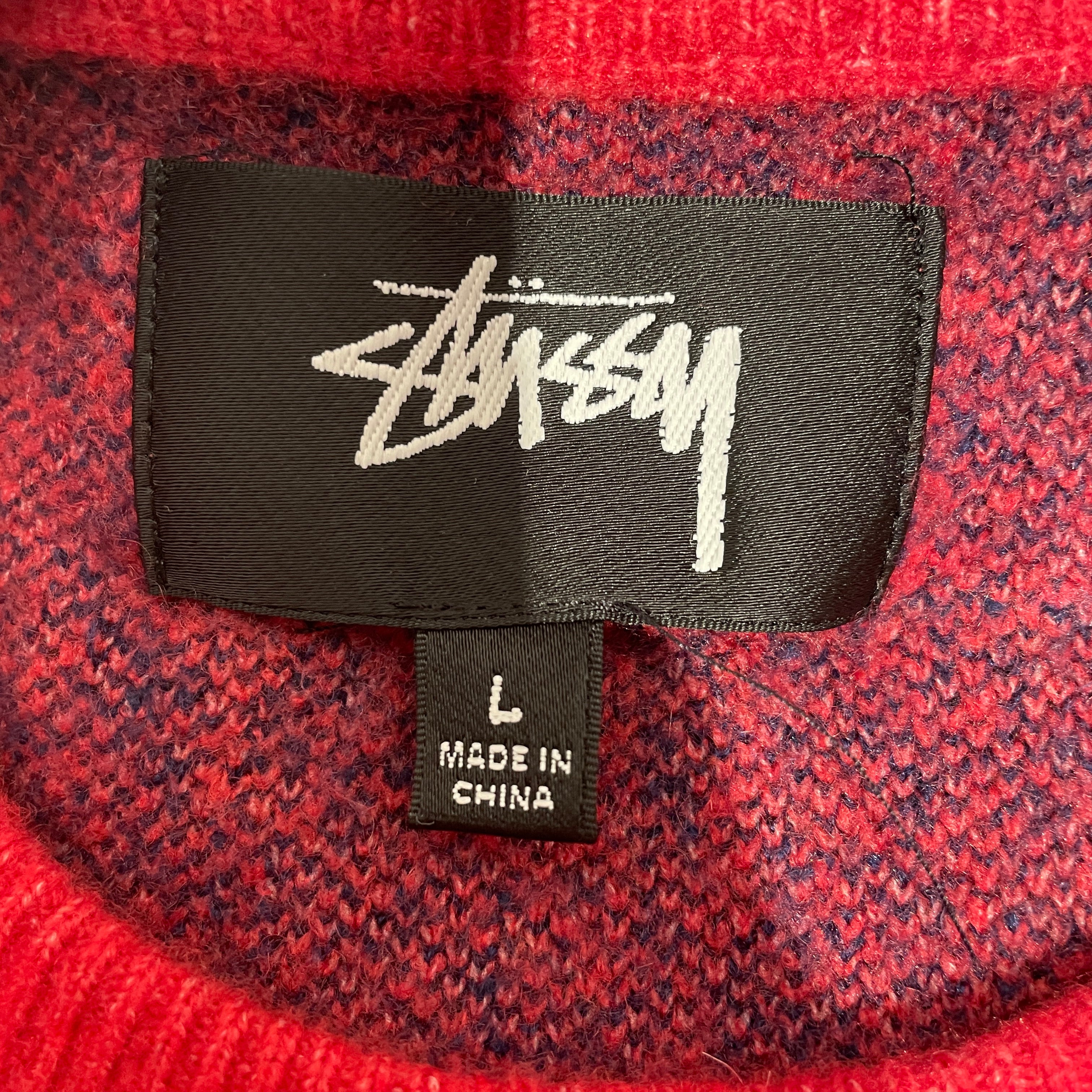 STUSSY/Heavy Sweater/L/Cotton/RED/Red Stussy Sport Knit Sweater view 3