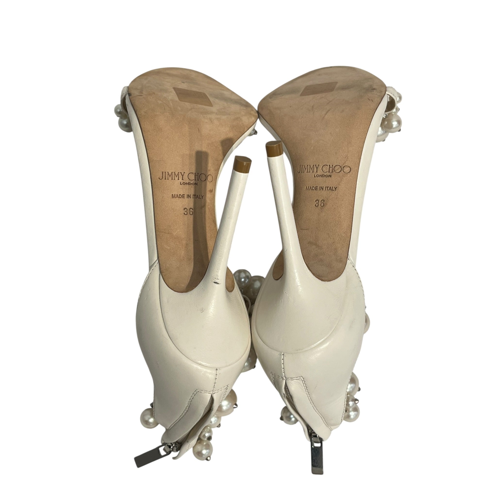 JIMMY CHOO/Heels/EU 36/Leather/WHT/Ankle Strap/PEARL EMBELLISH view 10