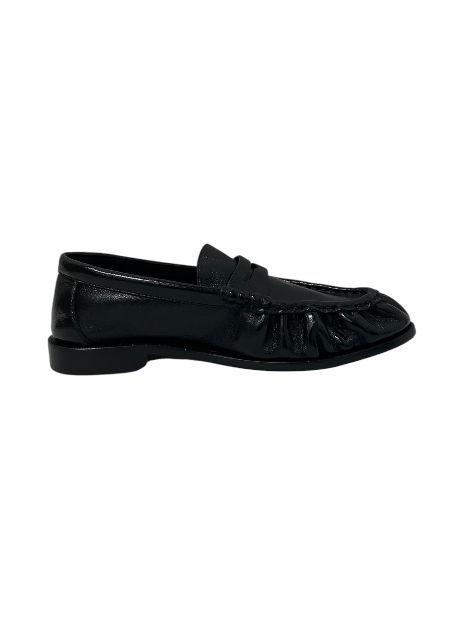 SAINT LAURENT/Loafers/EU 37/Leather/BLK/ruffled front penny loafer view 4