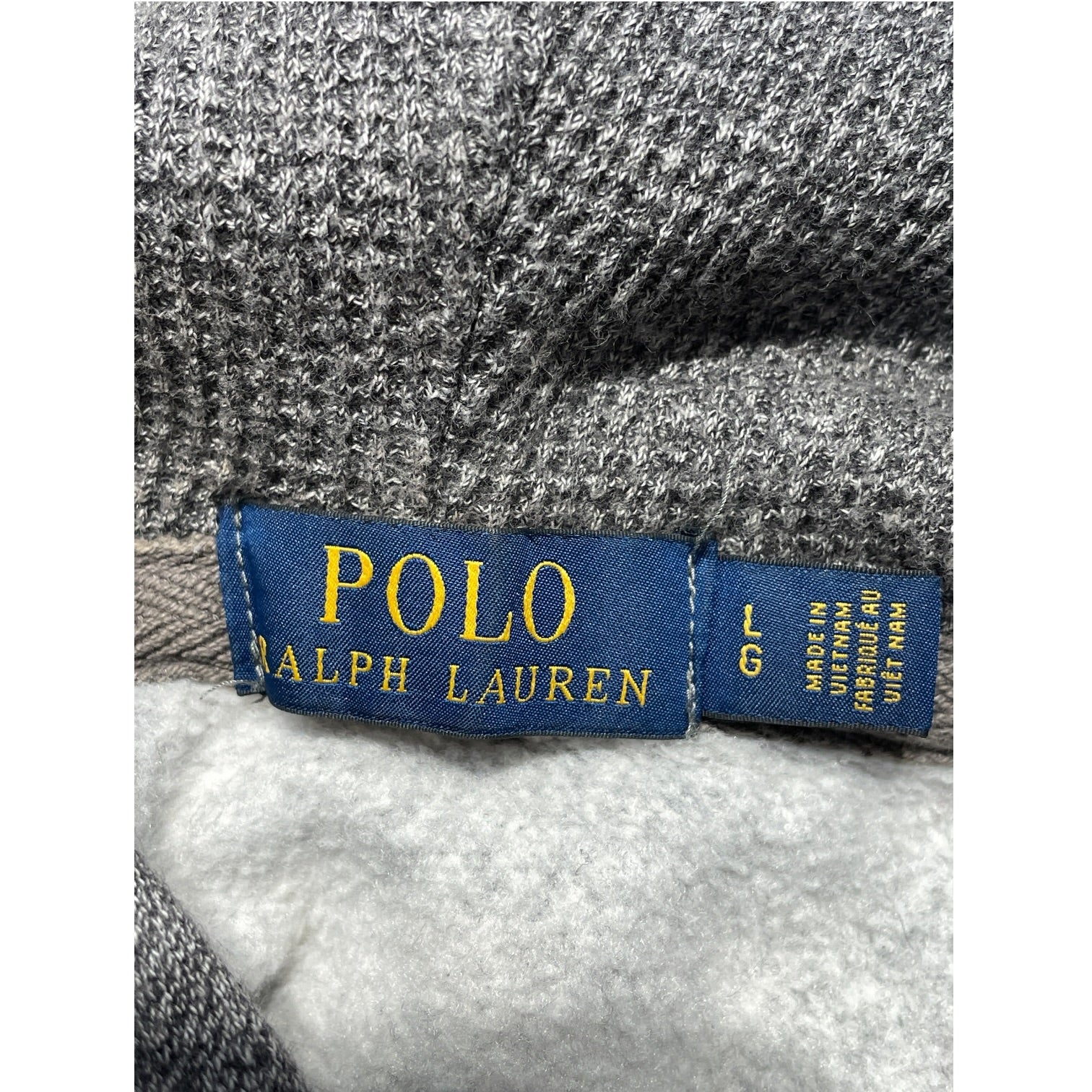 POLO RALPH LAUREN/Hoodie/L/Cotton/GRY/Black Pony White Drawstrings view 3