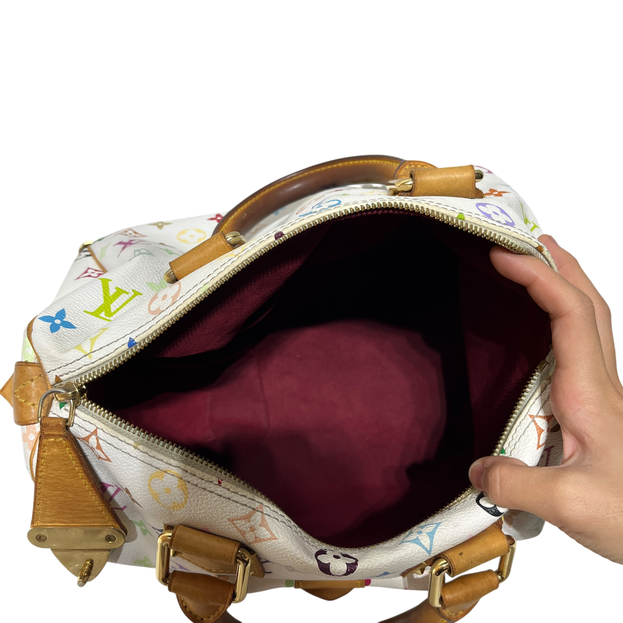 LOUIS VUITTON/Hand Bag/Leather/WHT/murakami bag view 3