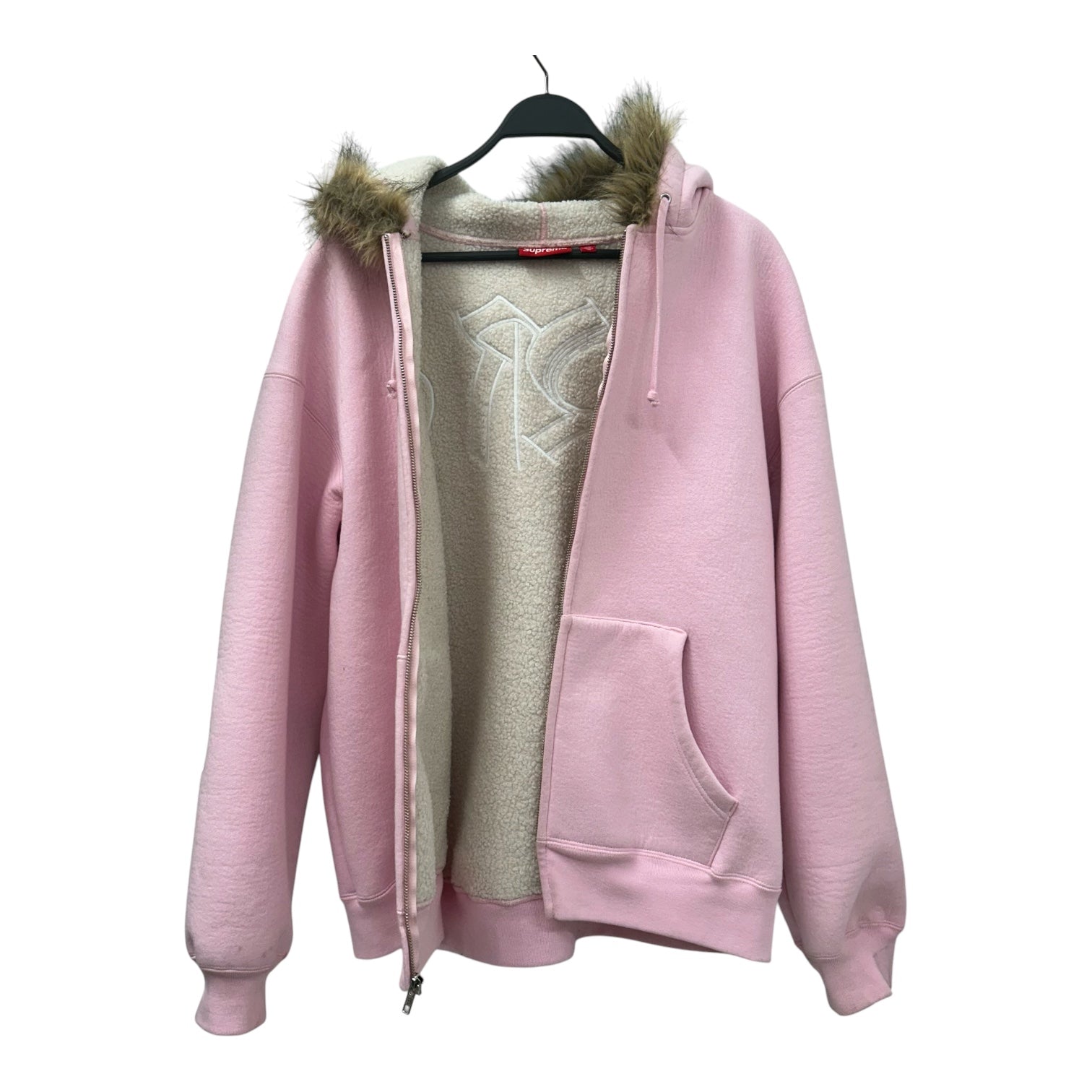 Supreme/Zip Up Hoodie/XL/Cotton/PNK/FAUX FUR view 3