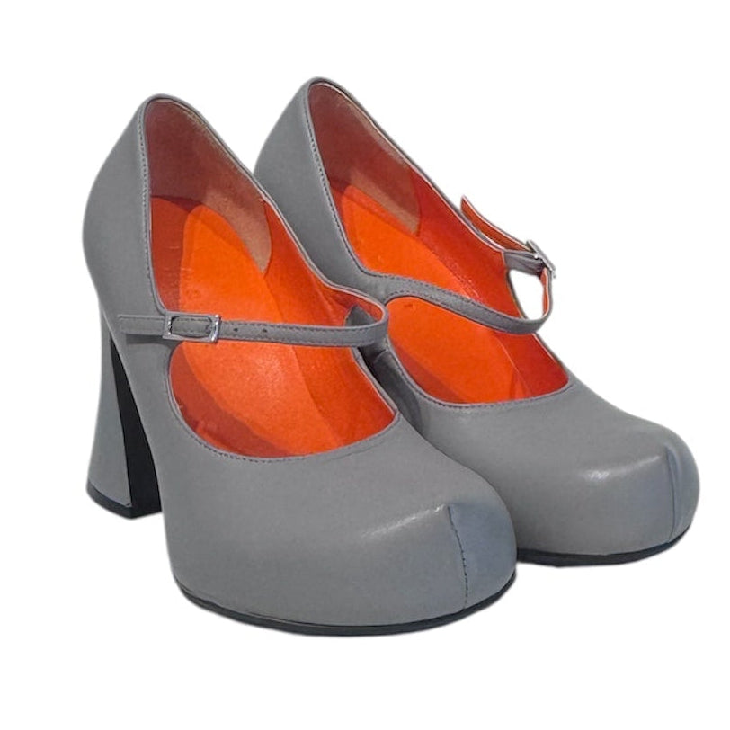 MARNI/Dress Shoes/EU 36/Leather/GRY/Chunky Heel/Leather Mary Jane Heel view 1