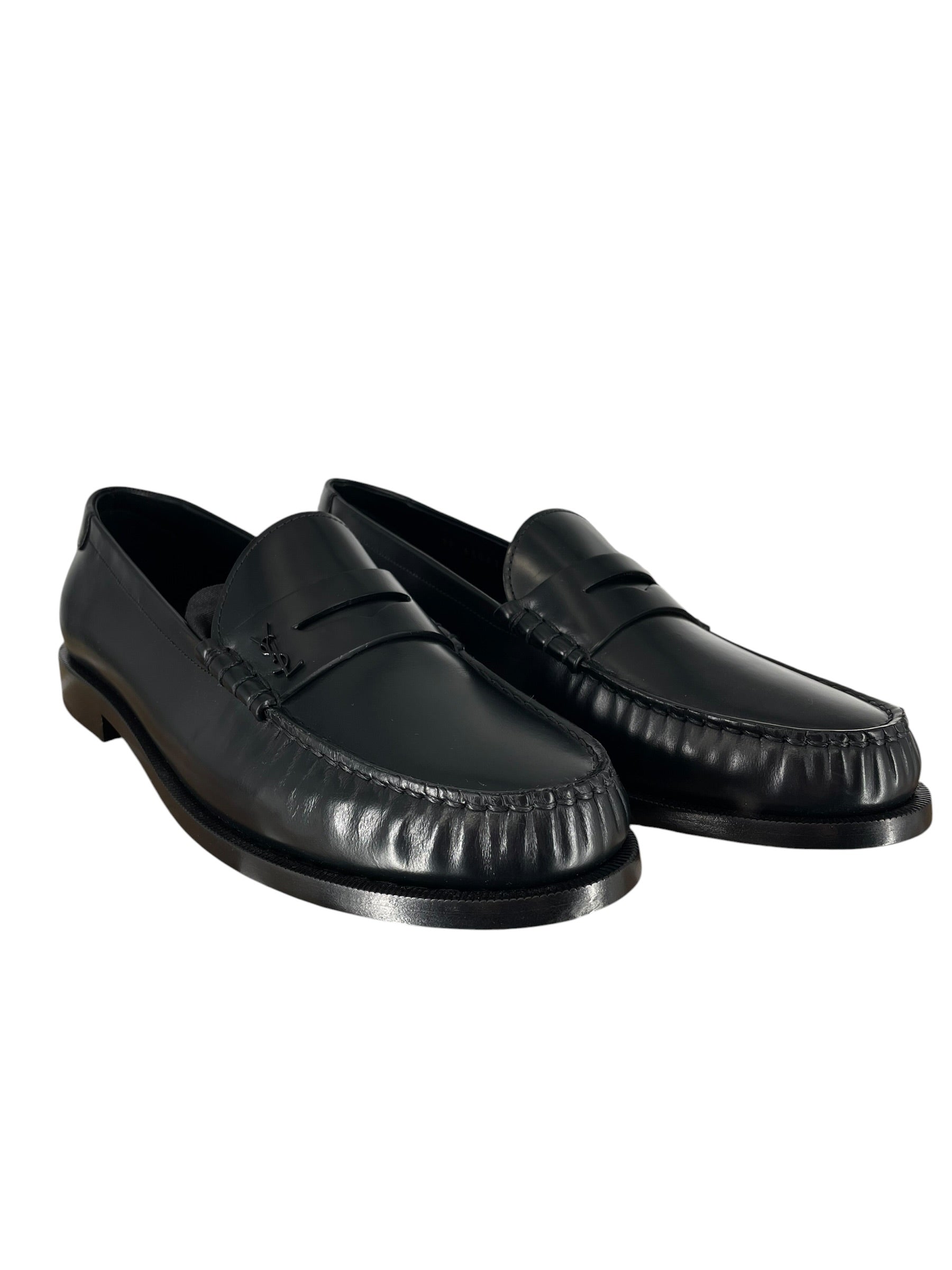 YVES SAINT LAURENT/Loafers/EU 42/Leather/BLK/BLK LEATHER LOAFERS SZ42 view 1