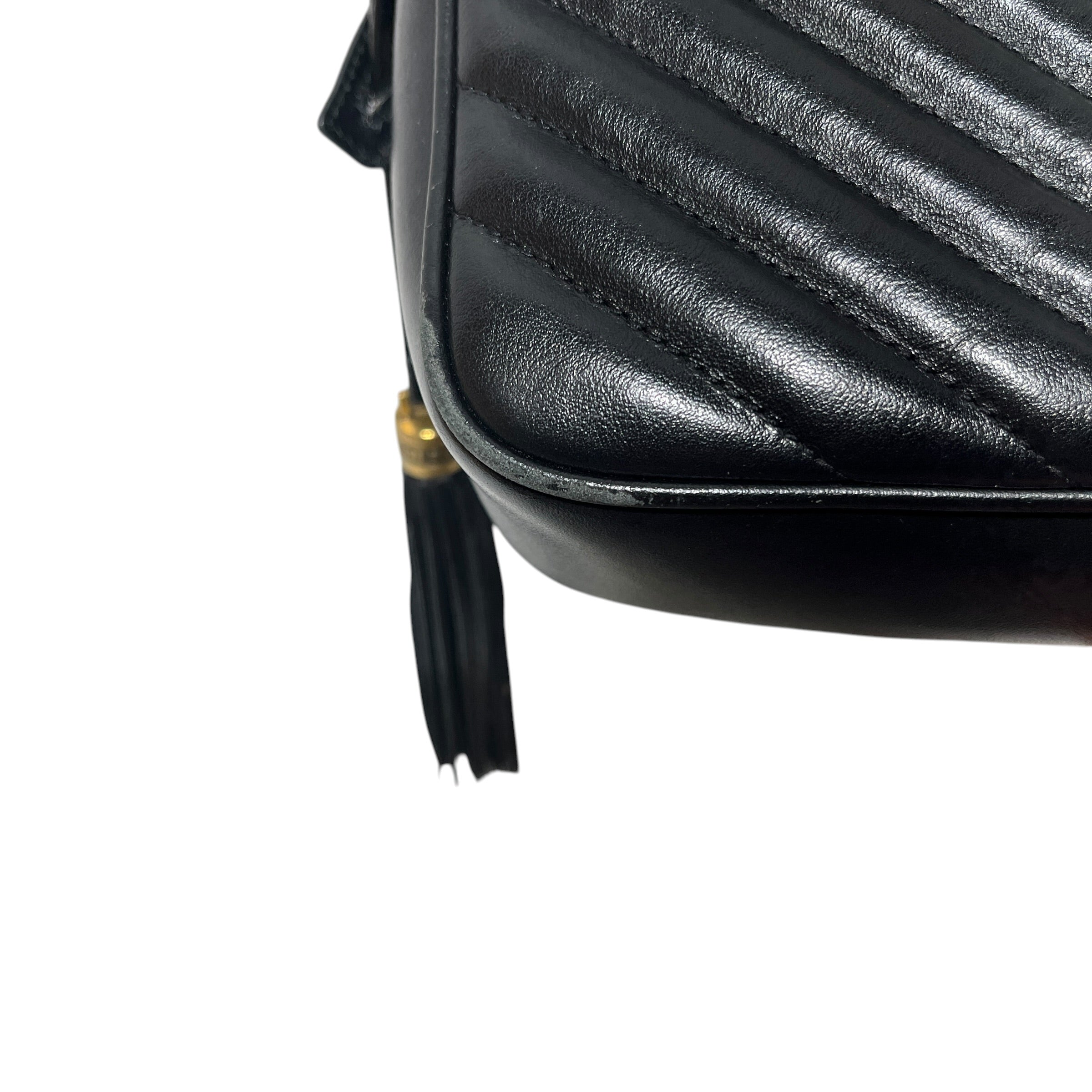 YVES SAINT LAURENT/Cross Body Bag/Leather/BLK/chevron camera bag view 12