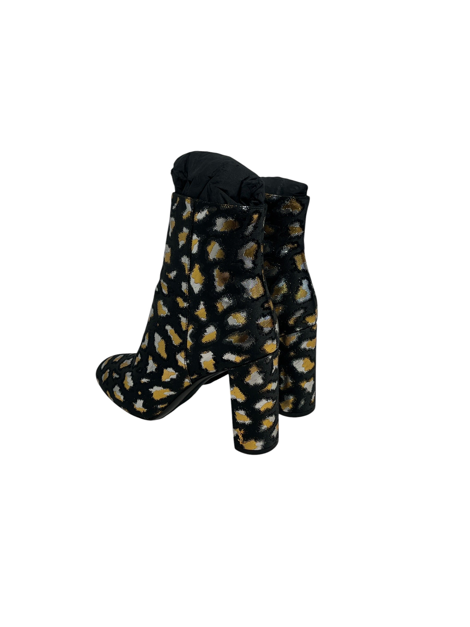 SAINT LAURENT/Heels/EU 39/Leopard/Polyester/BLK/ Zip up Boots view 2