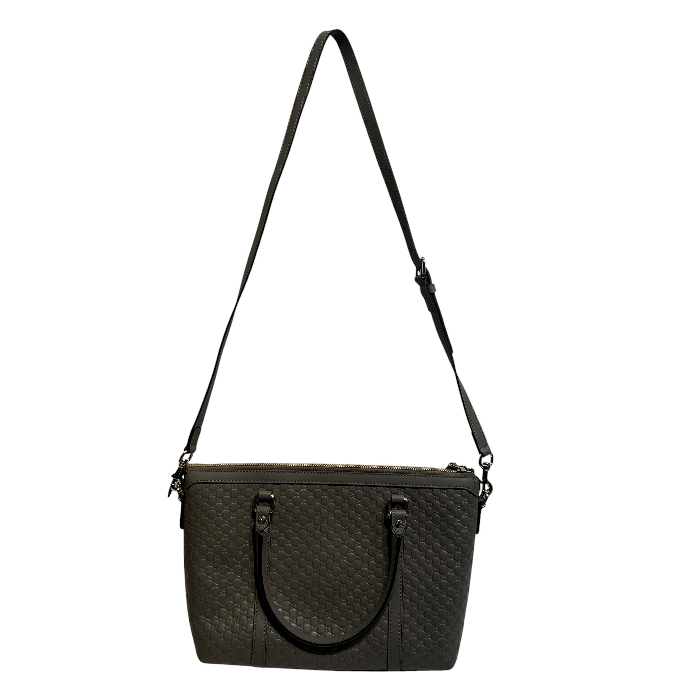 GUCCI/Tote Bag/Monogram/Leather/GRY/Microguccisima Top Zip Tote view 2
