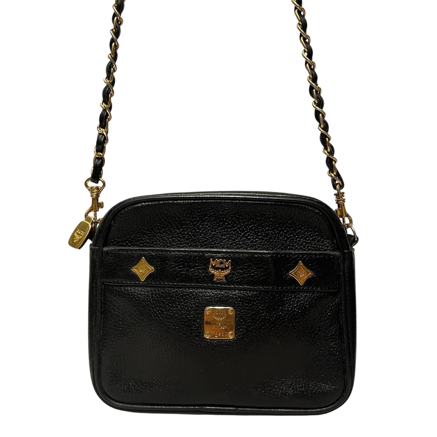 MCM/Cross Body Bag/Leather/BLK/chain view 2