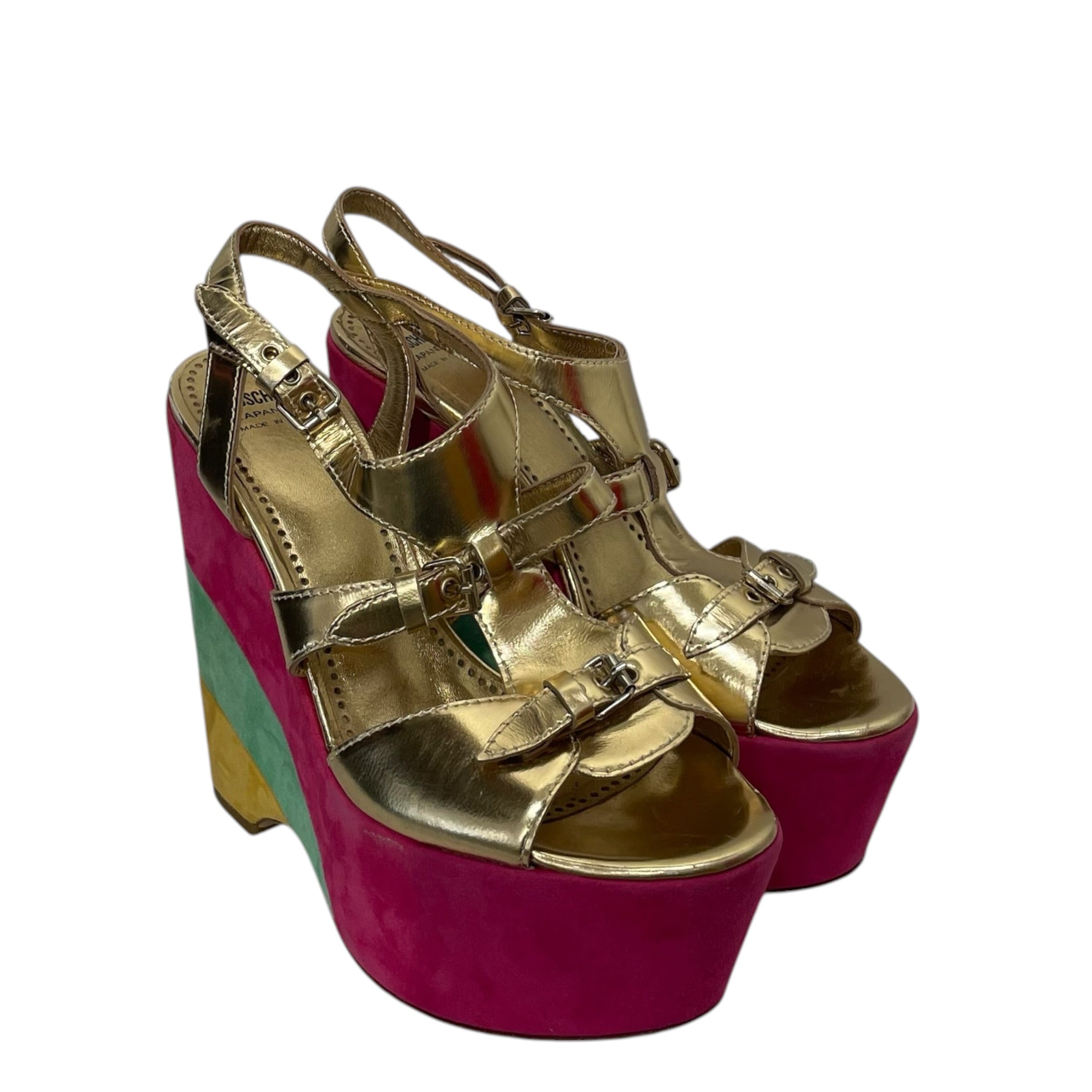 MOSCHINO CHEAP & CHIC/Heels/EU 38/GLD/Tri-Color wedge view 1