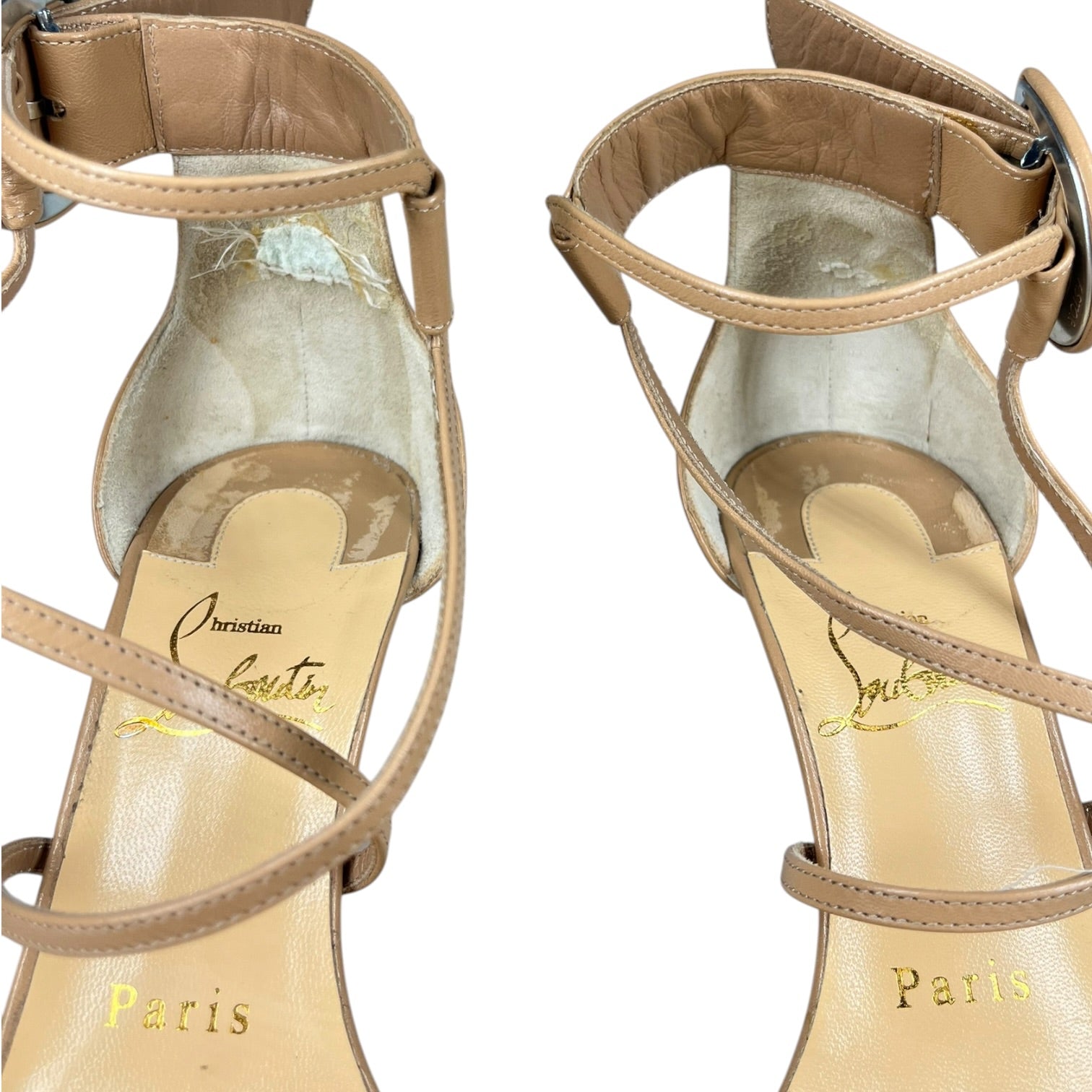 Christian Louboutin/Heels/EU 35/Leather/BEG/ANKLE STRAP HEELS view 4