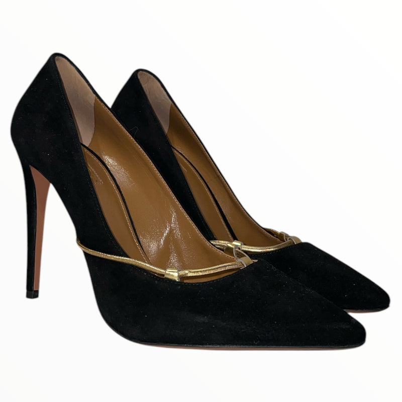 AQUAZZURA/Heels/EU 39.5/Suede/BLK/