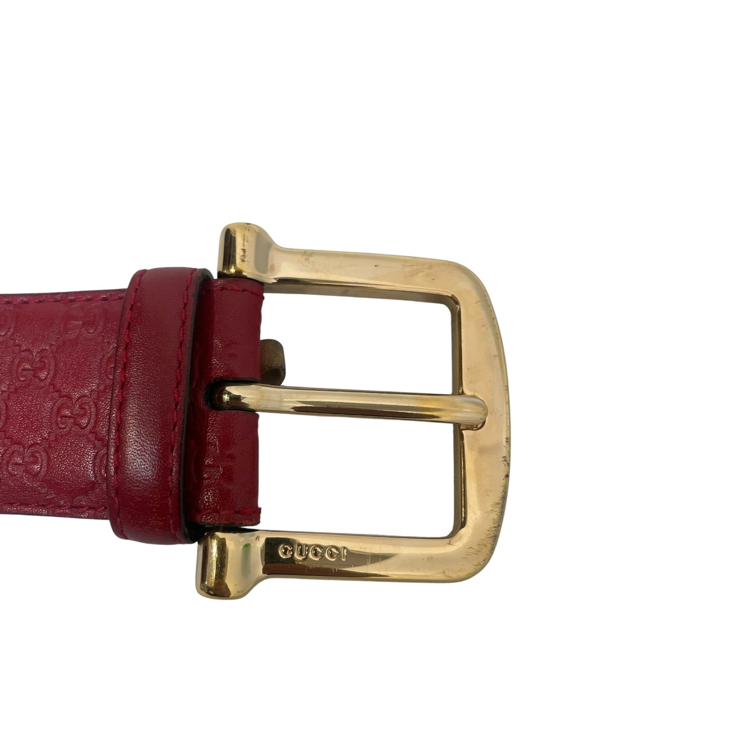 GUCCI/Belt/Monogram/Leather/RED/microguccissima margaux view 3