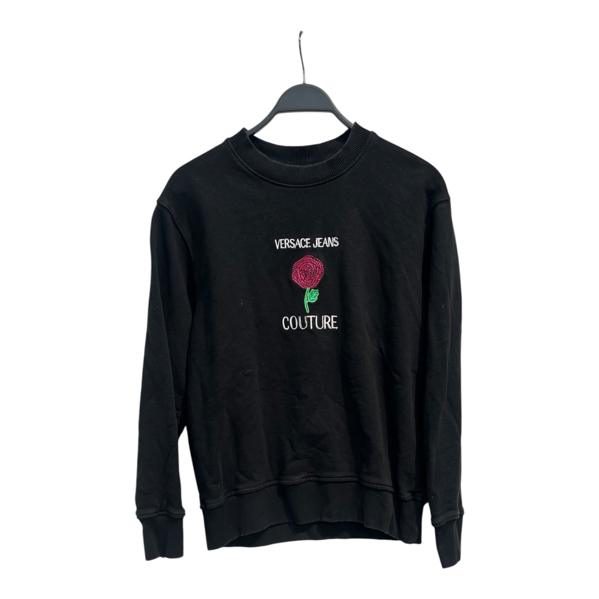 VERSACE JEANS COUTURE/Sweatshirt/L/Cotton/BLK/BROIDERED ROSE view 1