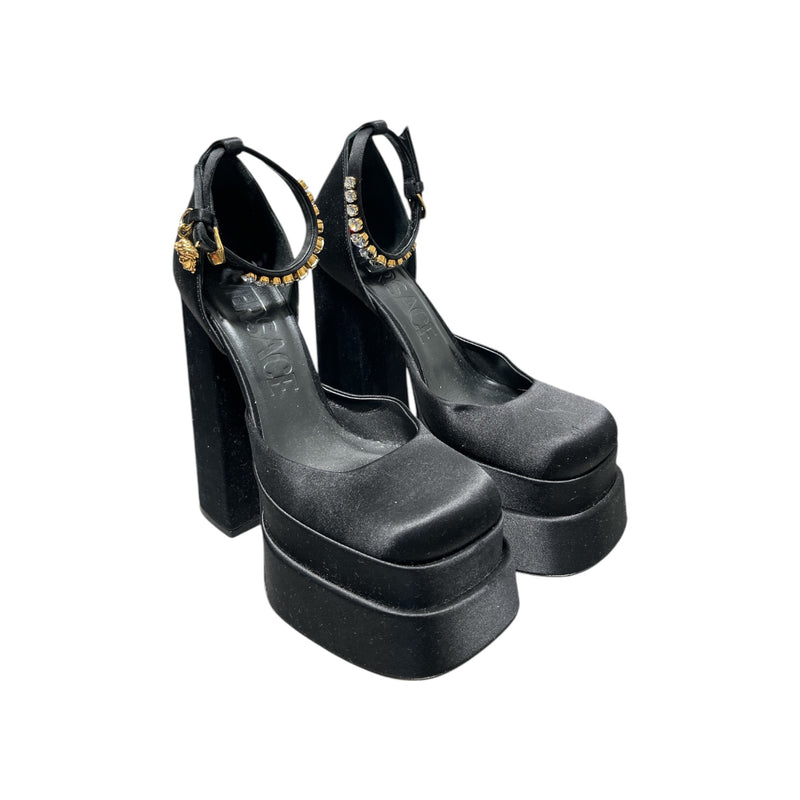 VERSACE/Heels/EU 38.5/Nylon/BLK/
