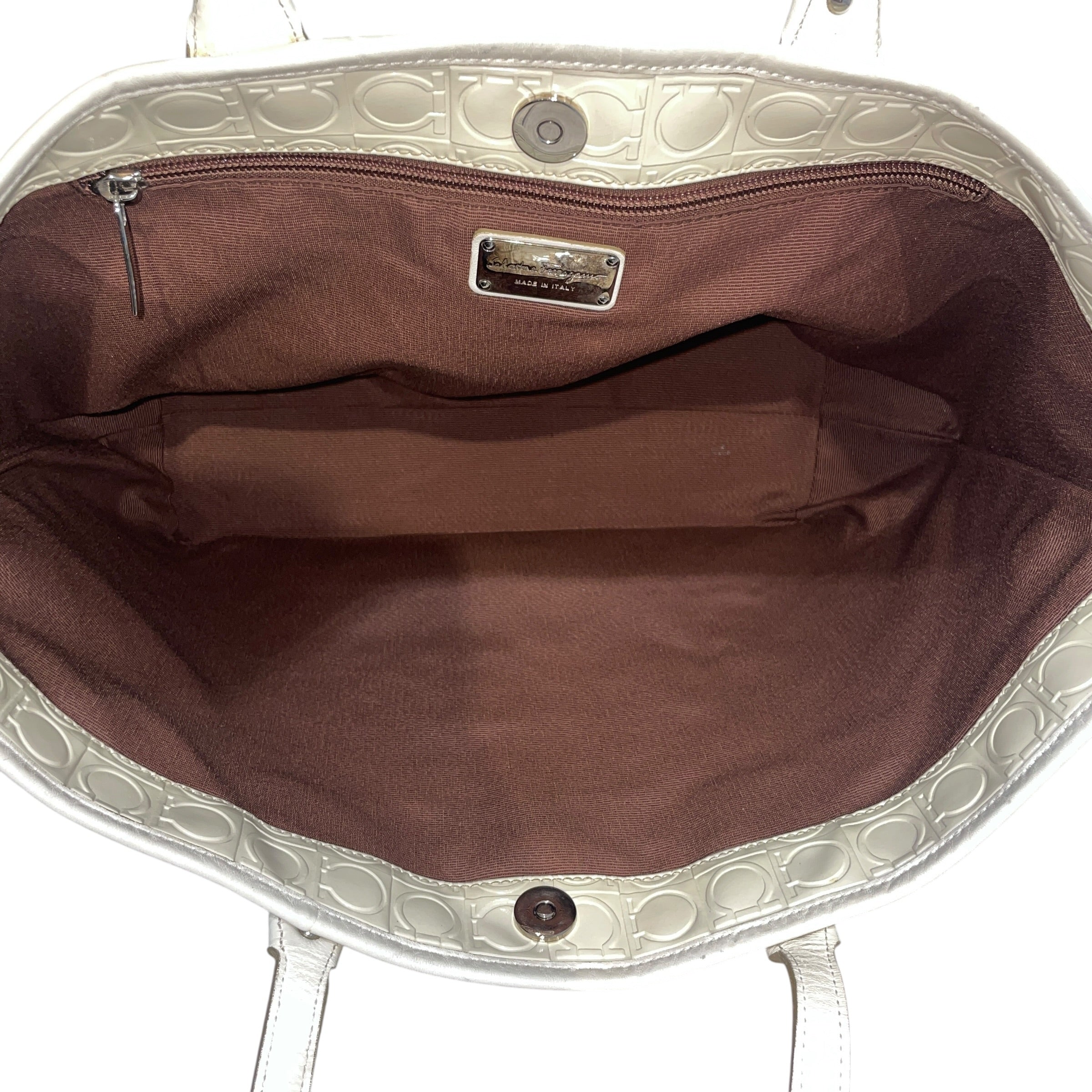 Salvatore Ferragamo/Tote Bag/Monogram/Leather/WHT/Monogram tote view 4