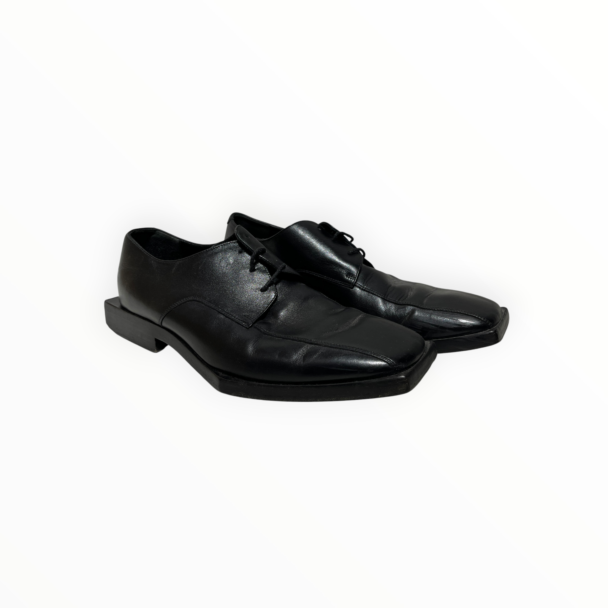 BALENCIAGA/Dress Shoes/US 7/Leather/BLK/Square Heel Loafers view 1