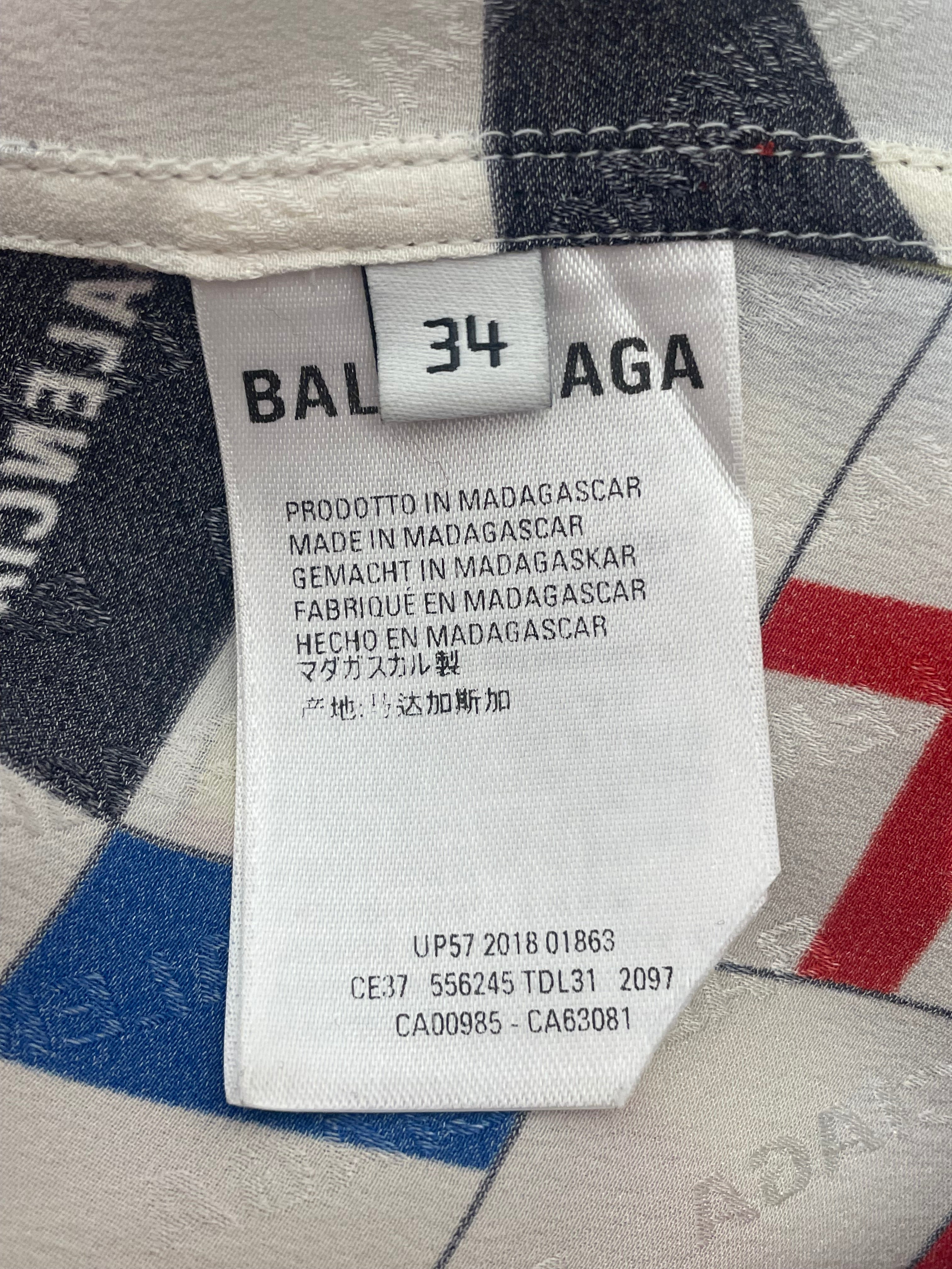 BALENCIAGA/Polo Shirt/34/Silk/WHT/All Over Print/SIlk Flag Button Up view 4