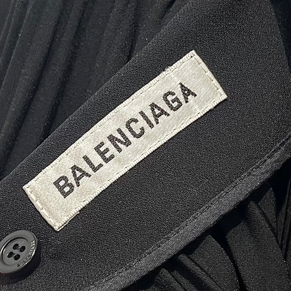 BALENCIAGA/Long Skirt/36/Polyester/BLK/PLEATED, FOLD OVER WAIST view 4