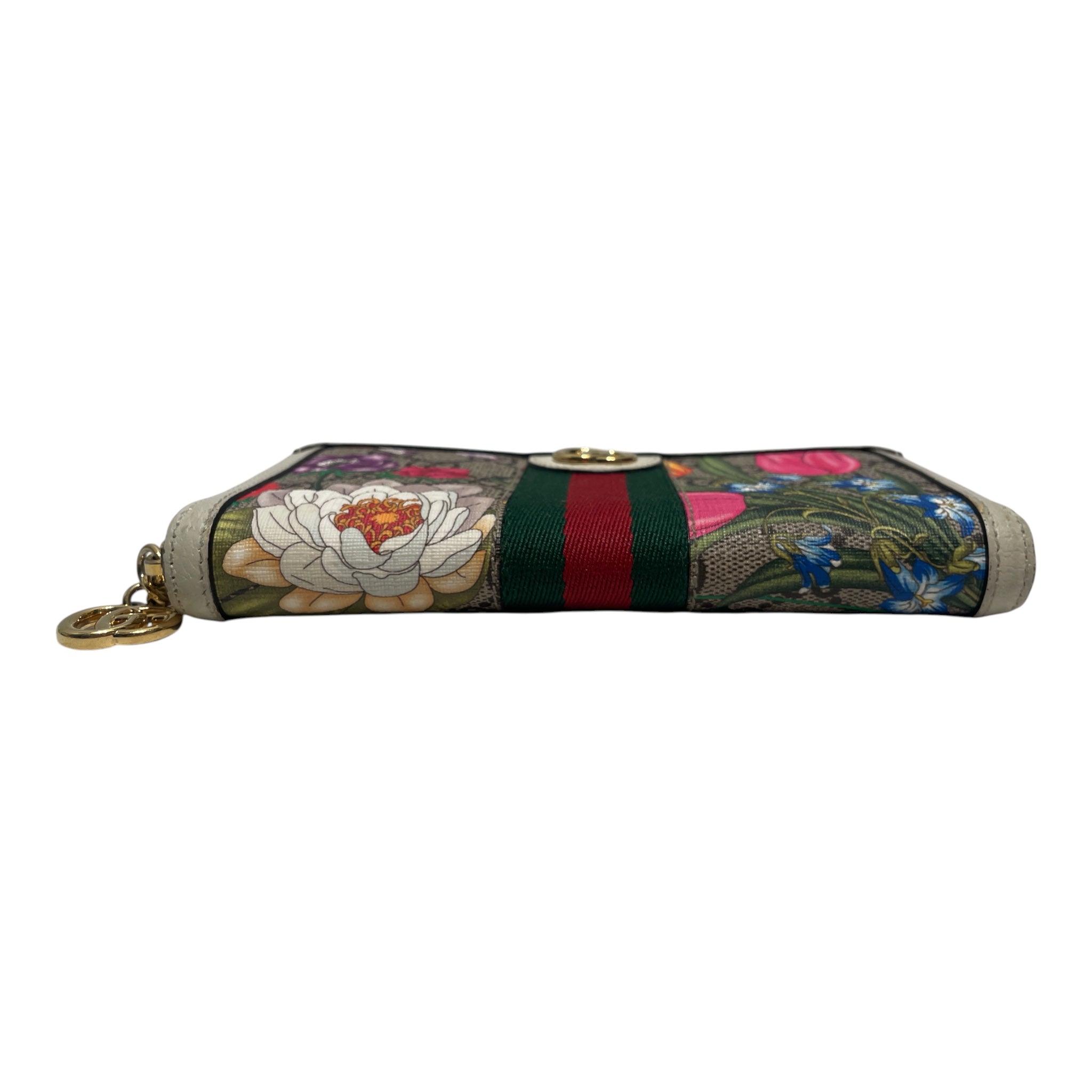 GUCCI/Long Wallet/Floral Pattern/Leather/CRM/L's/Floral zip around wallet view 3
