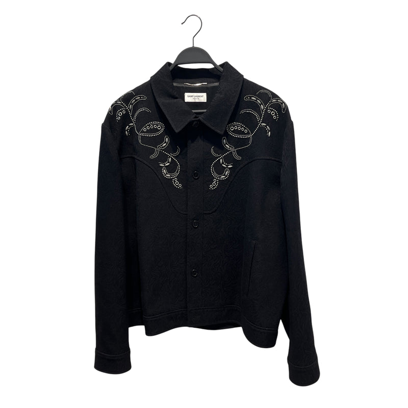 SAINT LAURENT/Jacket/58/Cotton/BLK/EMBROIDERED GEMS